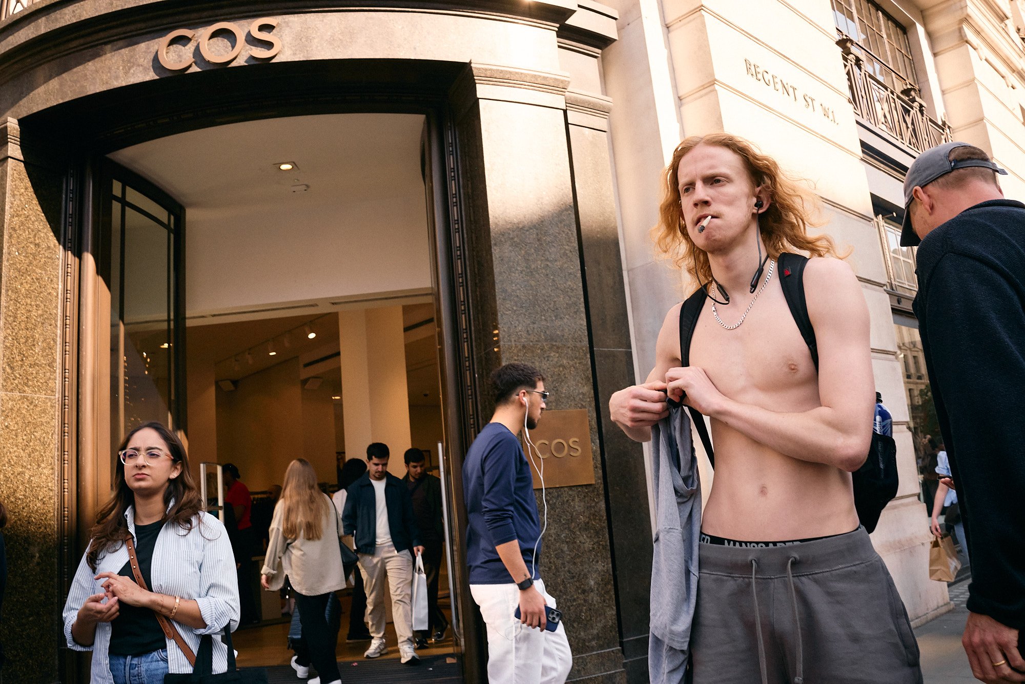Steet Photography London | Shirtless Joint on Oxford Street