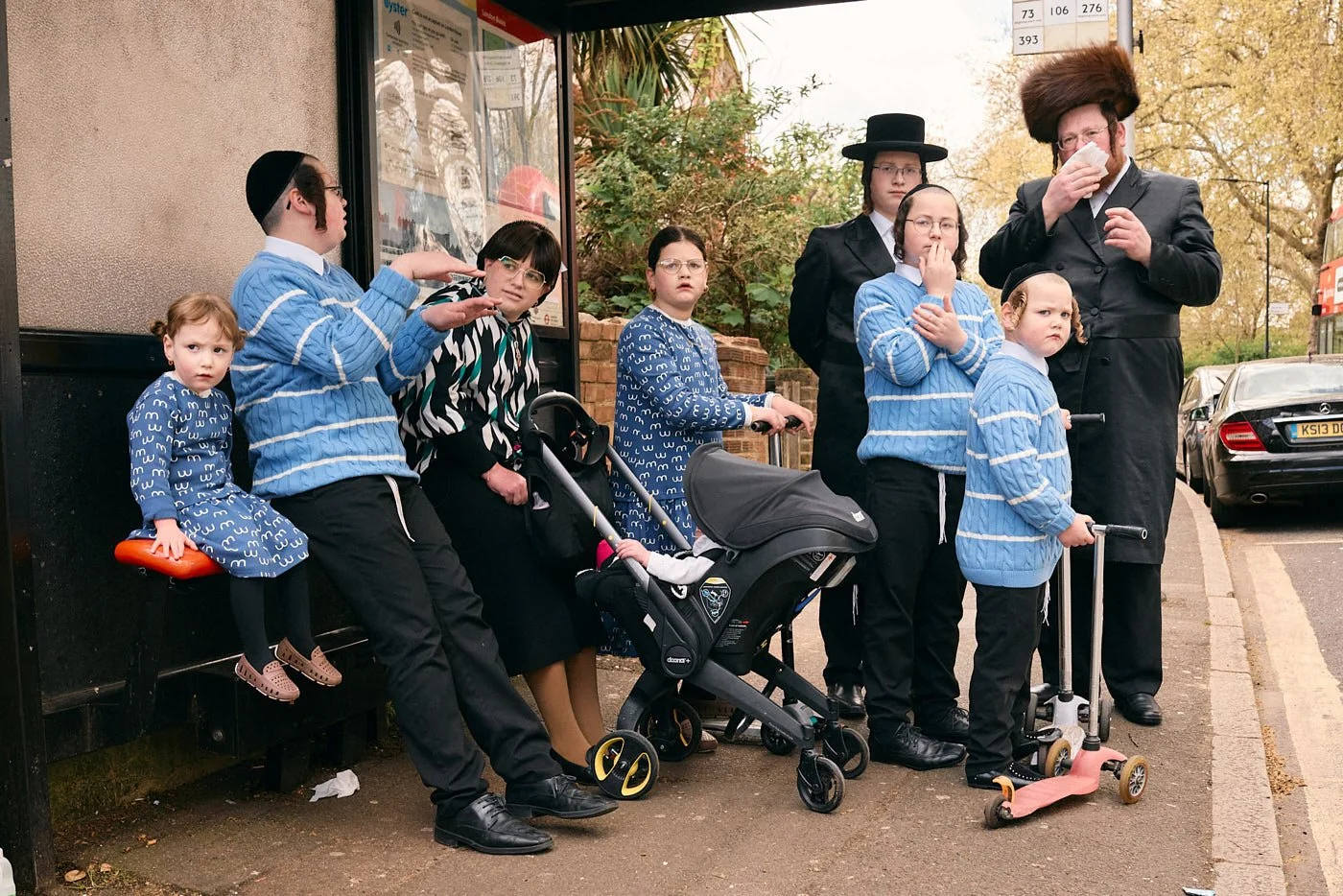 Street Photography | Stamford Hill Family Waiting for the Bus | London, UK