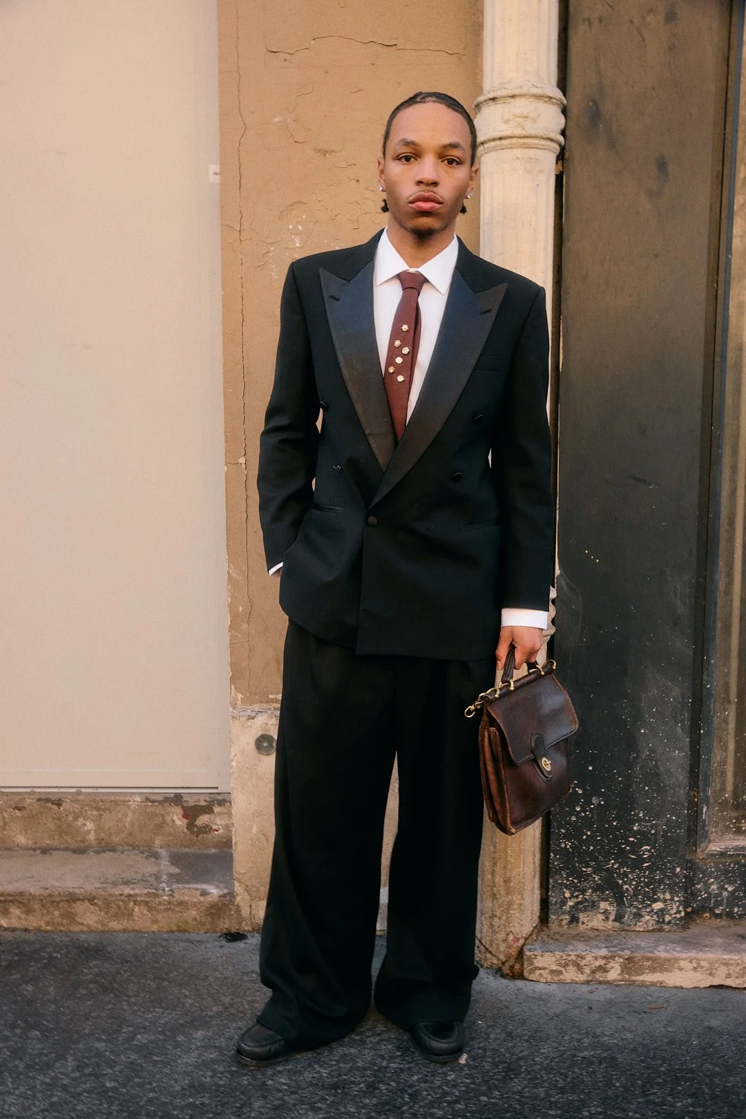 Outside White Mountaineering menswear show at Paris Fashion Week AW26