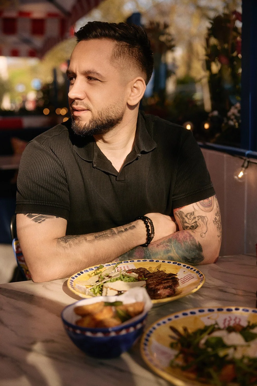 Dating Photographer London | Patio Dinner Portrait