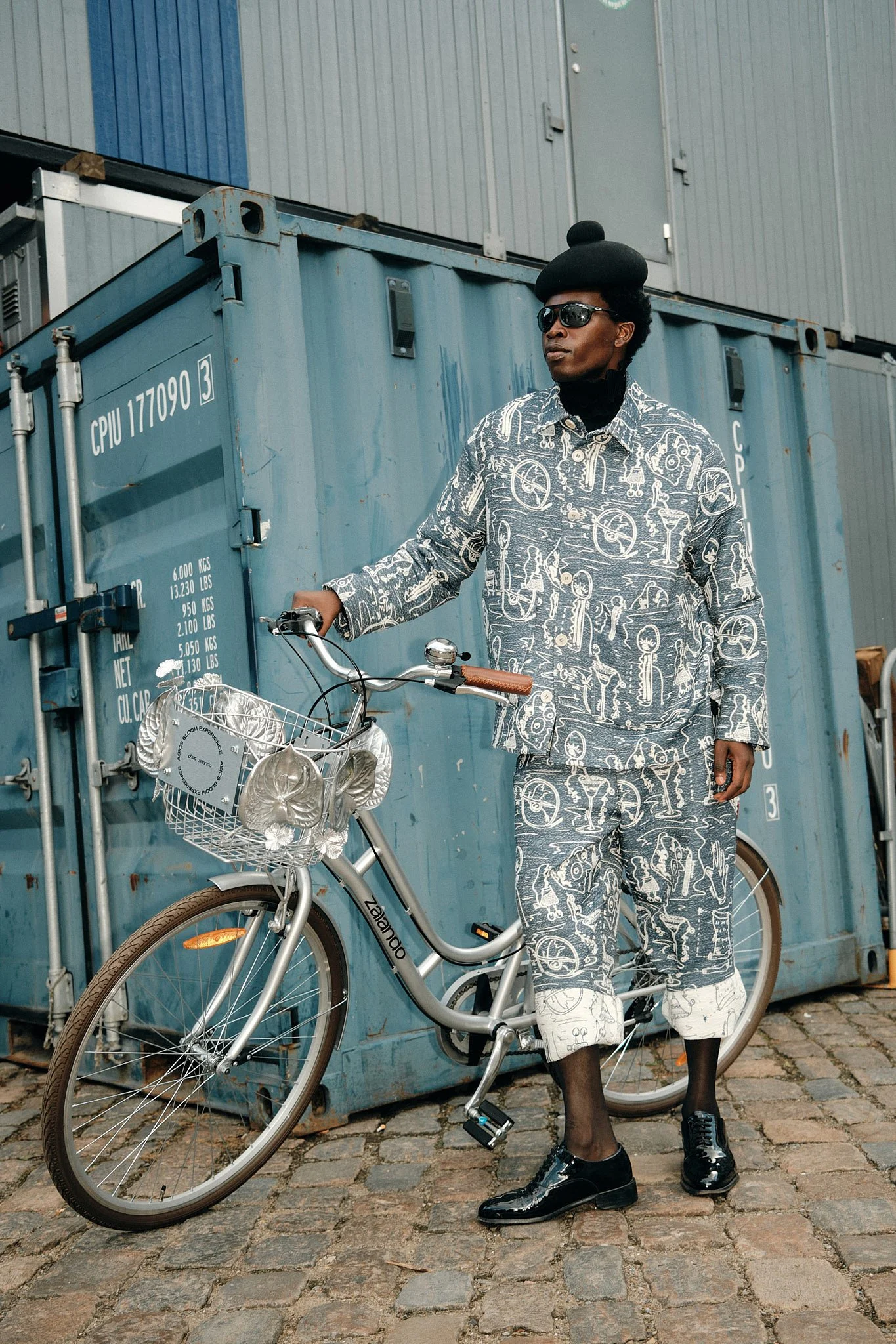 Street Style Photography: Copenhagen Fashion Week Spring/Summer for "Spotted by Pinterest" Campaign - Illustrated Print and Patent Derbies