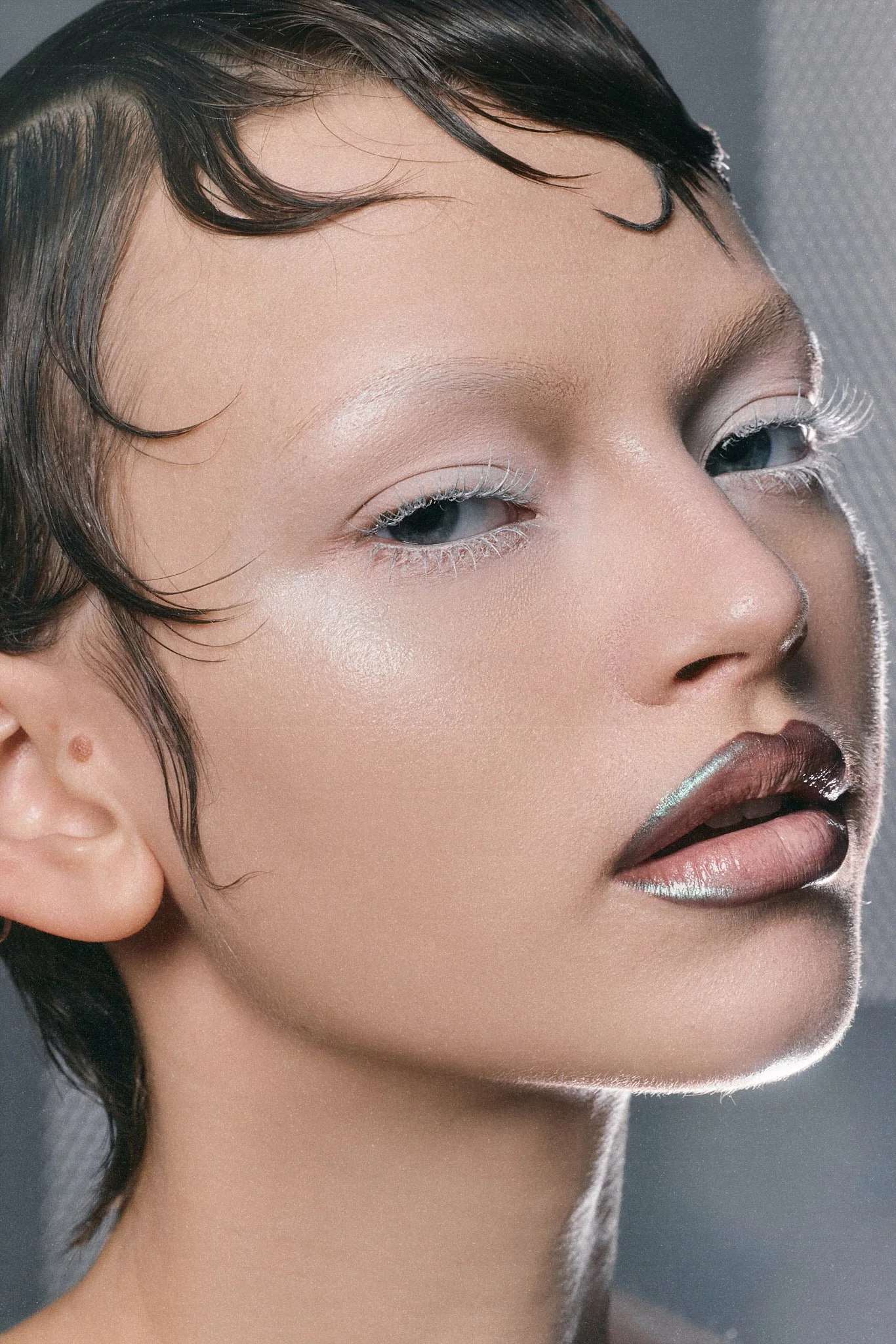 Portrait Photographer London | White Eyelashes and Silver Lips for BBC's "Glow Up" TV Show Finalist
