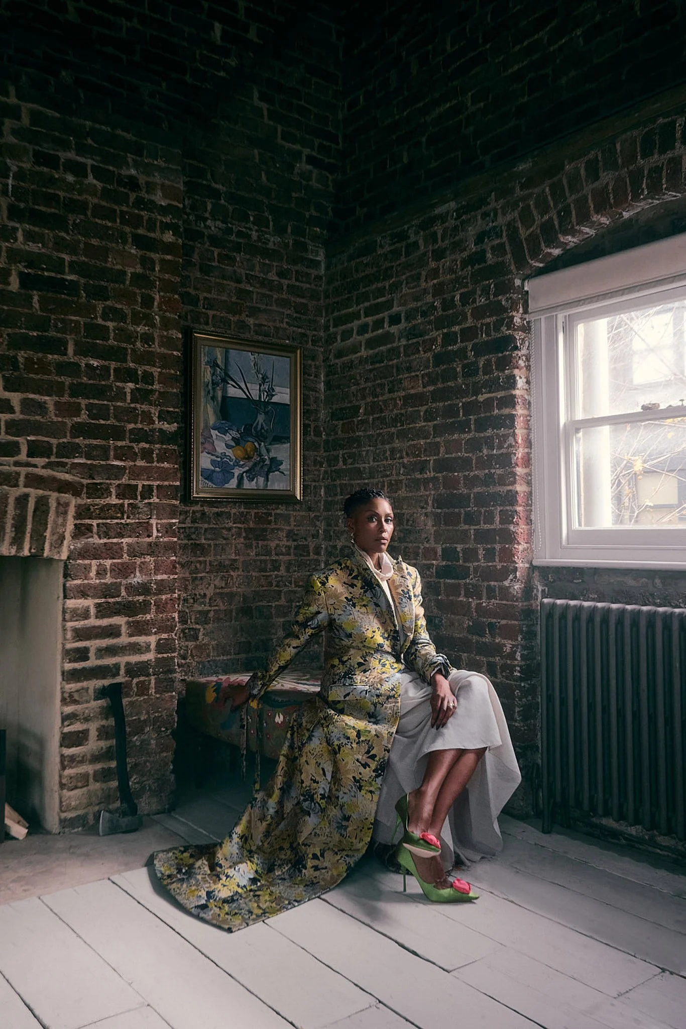 Portrait Photographer London | Christine Adams in Floral Gown for LE MILE