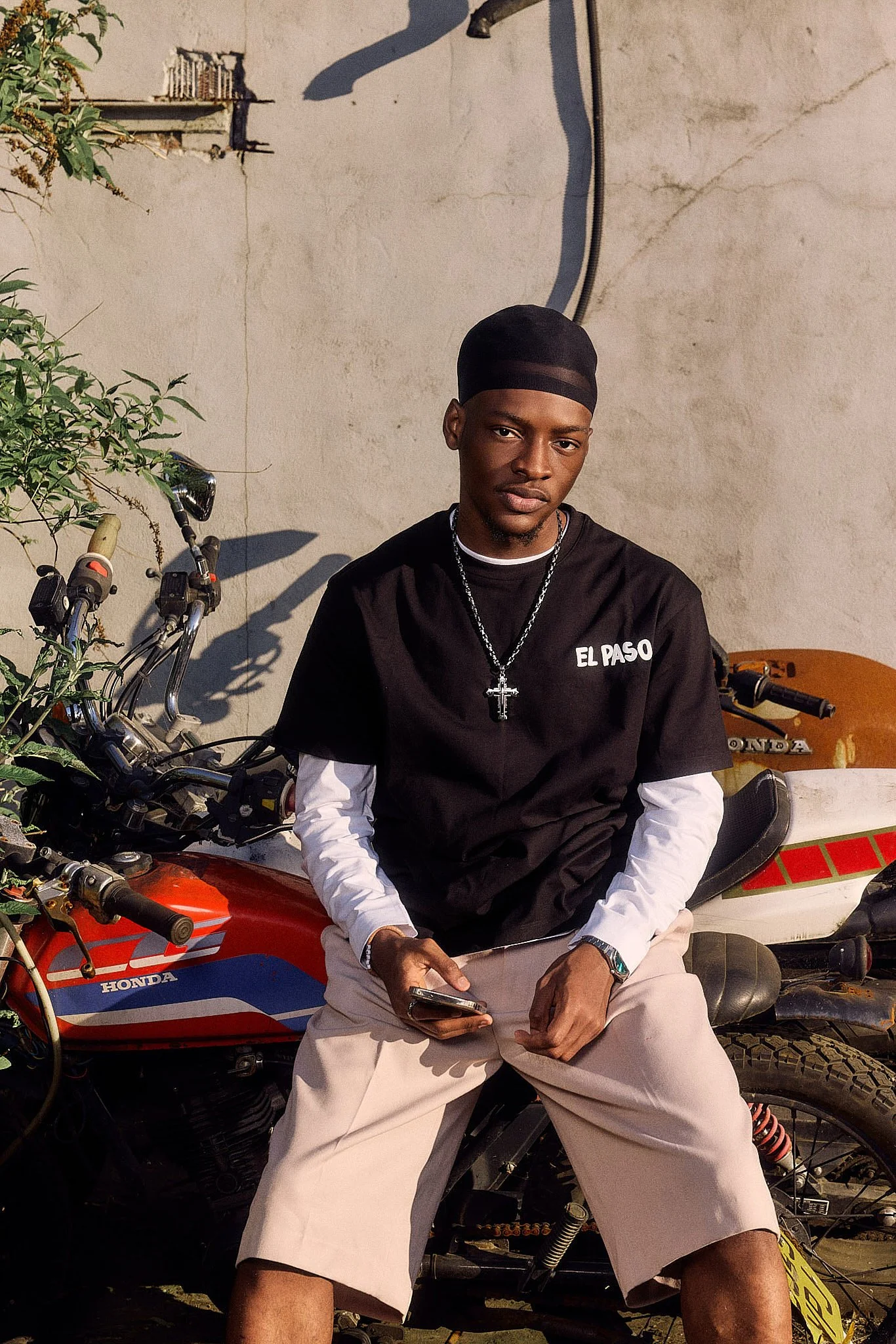 Portrait Photographer London | Music Artist Dkizz Sat on Motorcycles