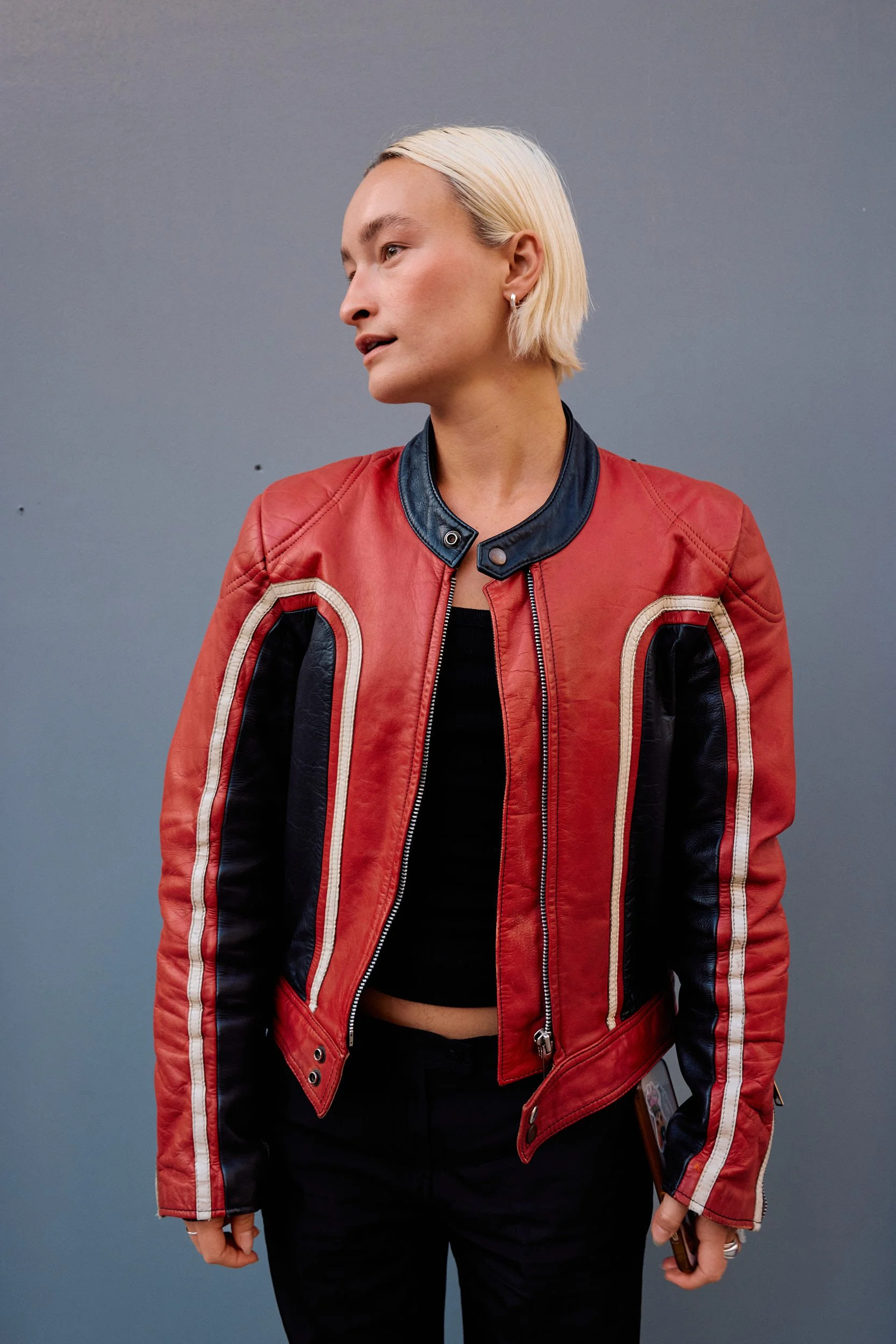 London Fashion Week Street Style | Mia Valentine in Red Leather