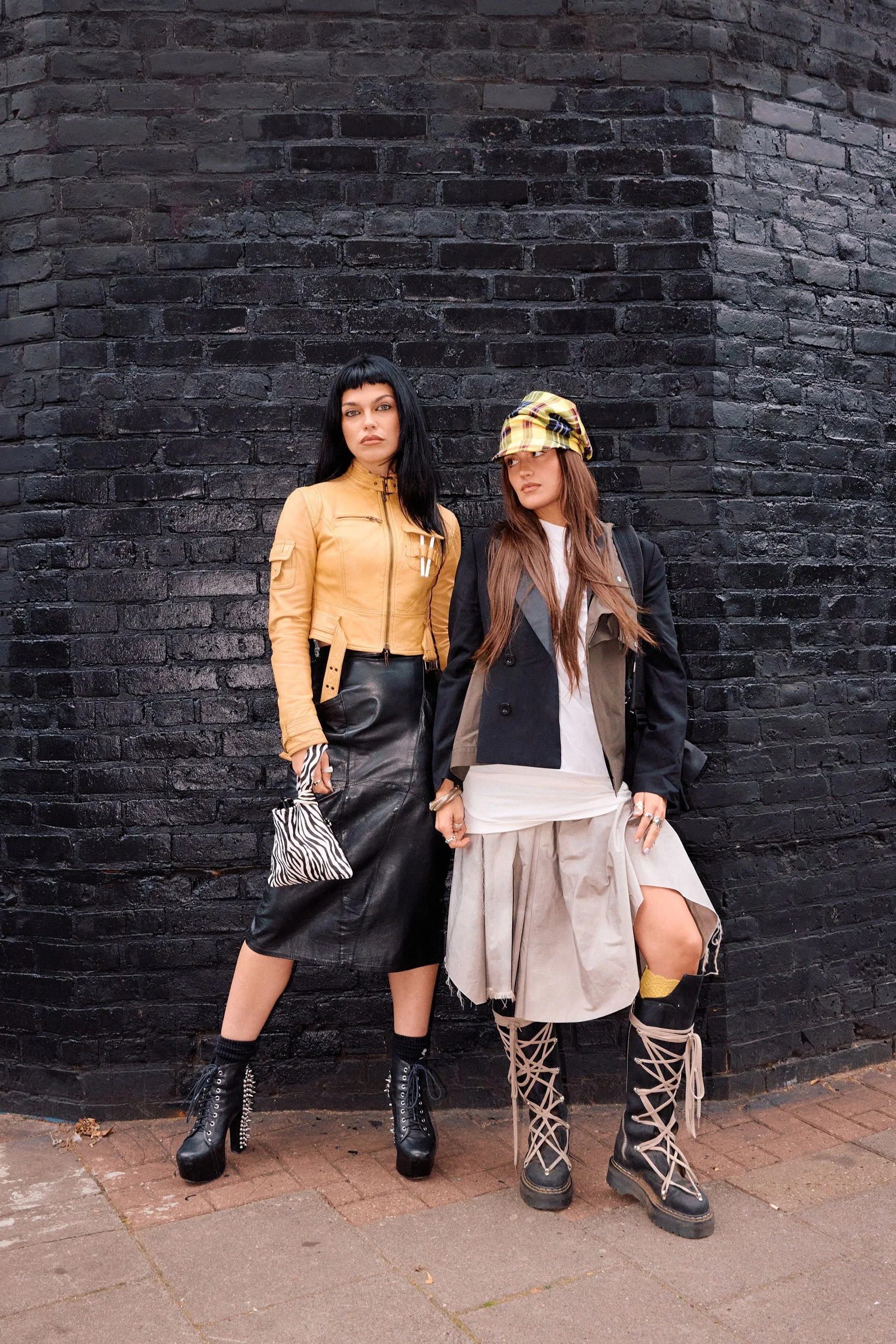 London Fashion Week Street Style | Leather and Lace-Up Boots