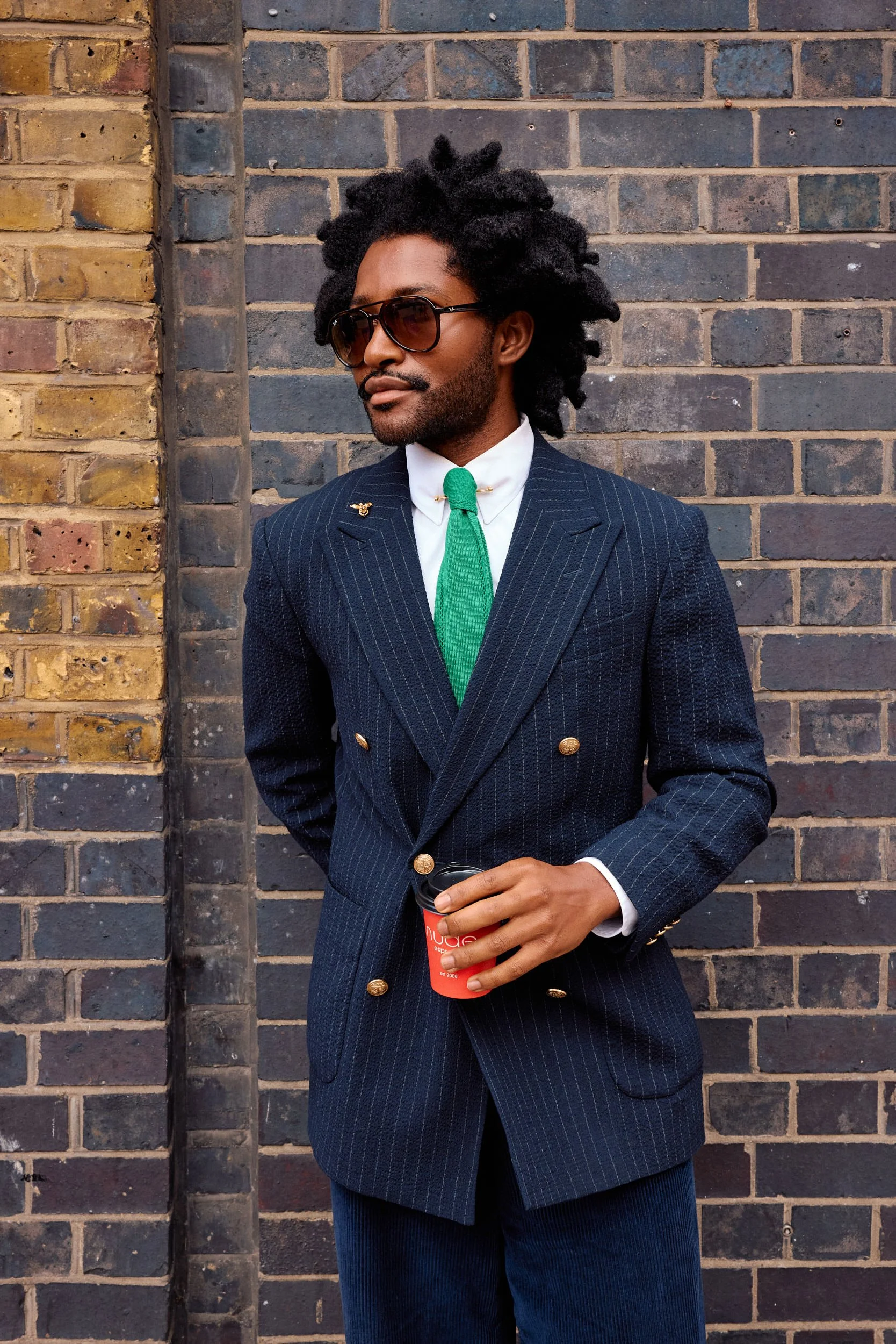 London Fashion Week Street Style | Wilfred Cisse in Pinstripe