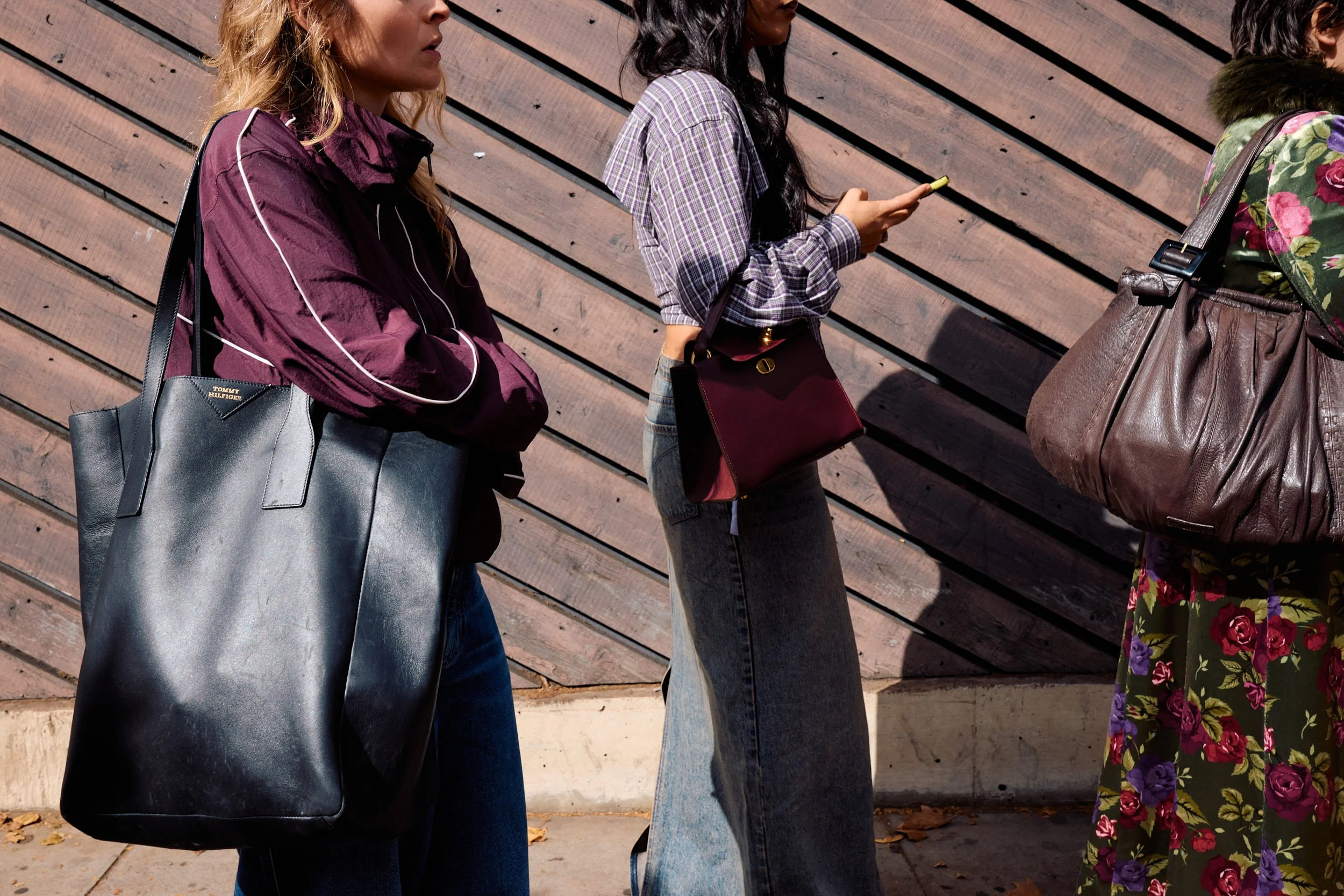 London Fashion Week Street Style | Burgundy Bags in a Row