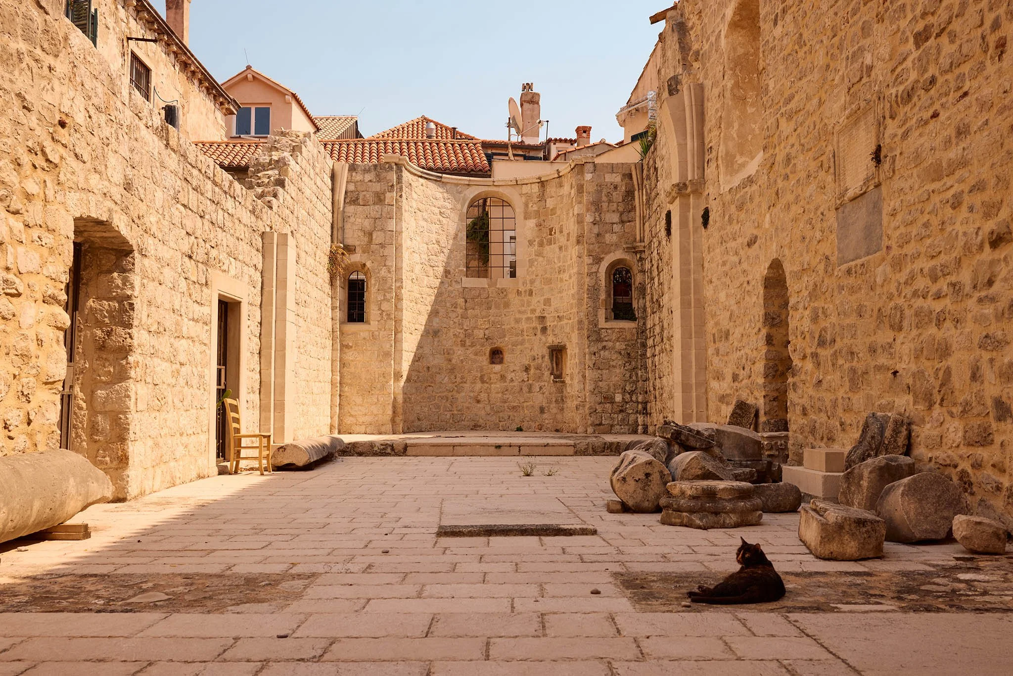 Korčula, Croatia | Black Cat in the Ruins