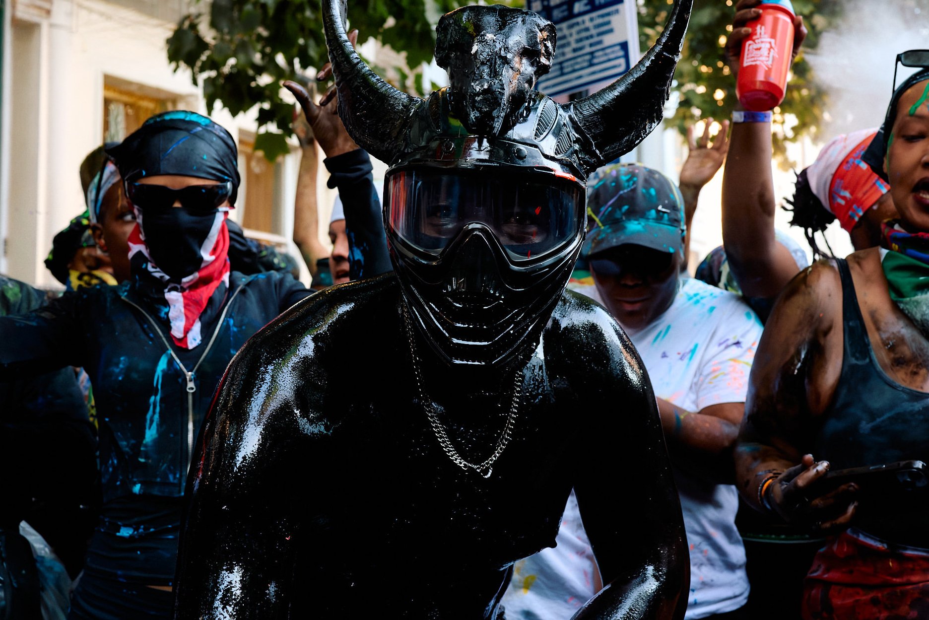 J’Ouvert Street Photography | Horns, Goggles and Black Paint