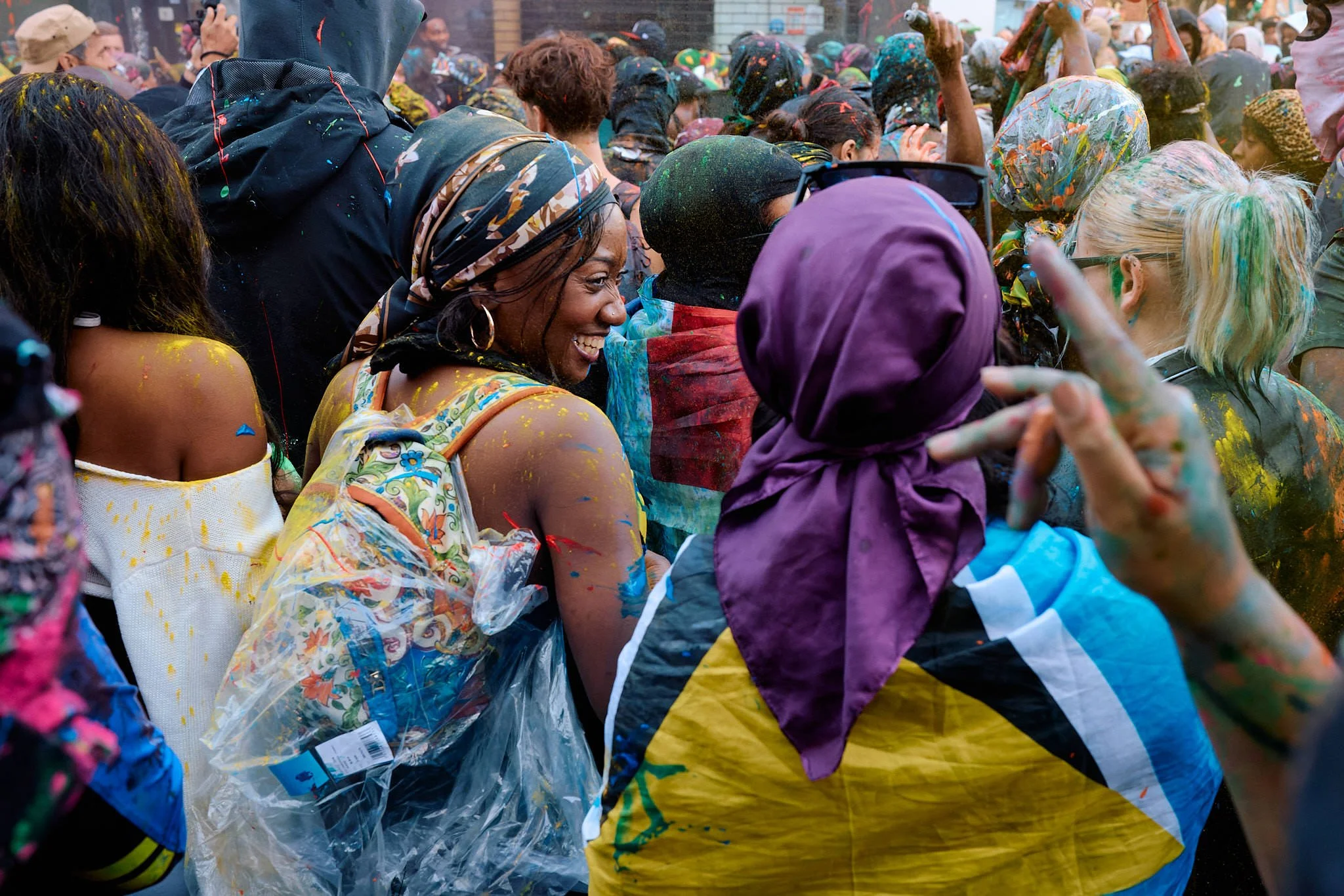 J’Ouvert London | Saint Lucia Flag in the Crowd