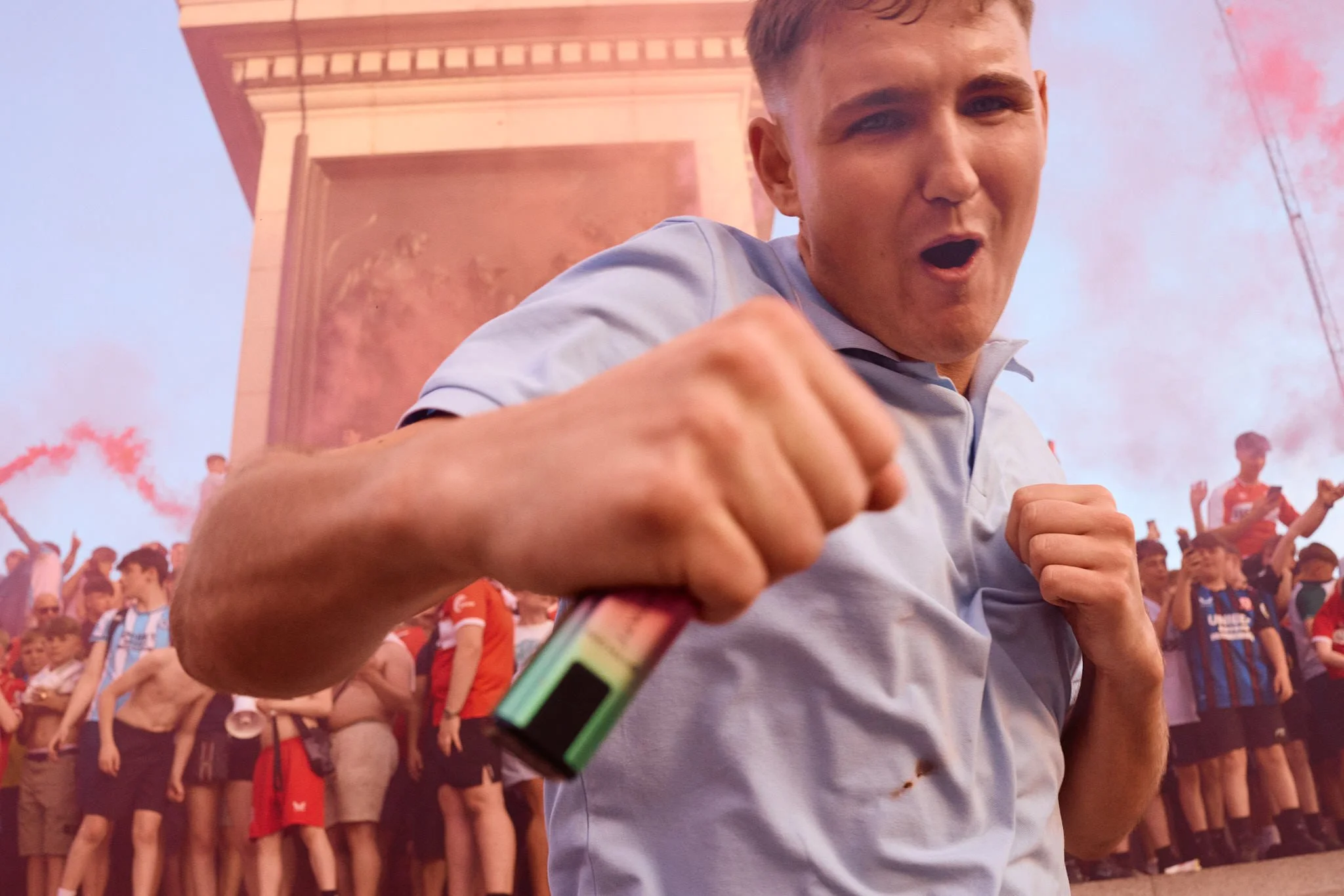 Trafalgar Square Street Photography | Fist Pump for the Boro