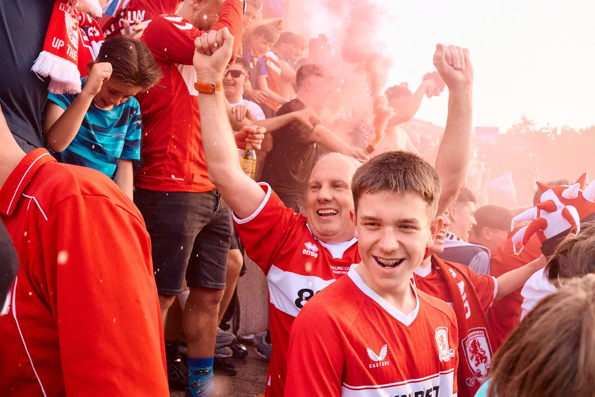 Trafalgar Square Street Photography | Middlesbrough Fans in Red