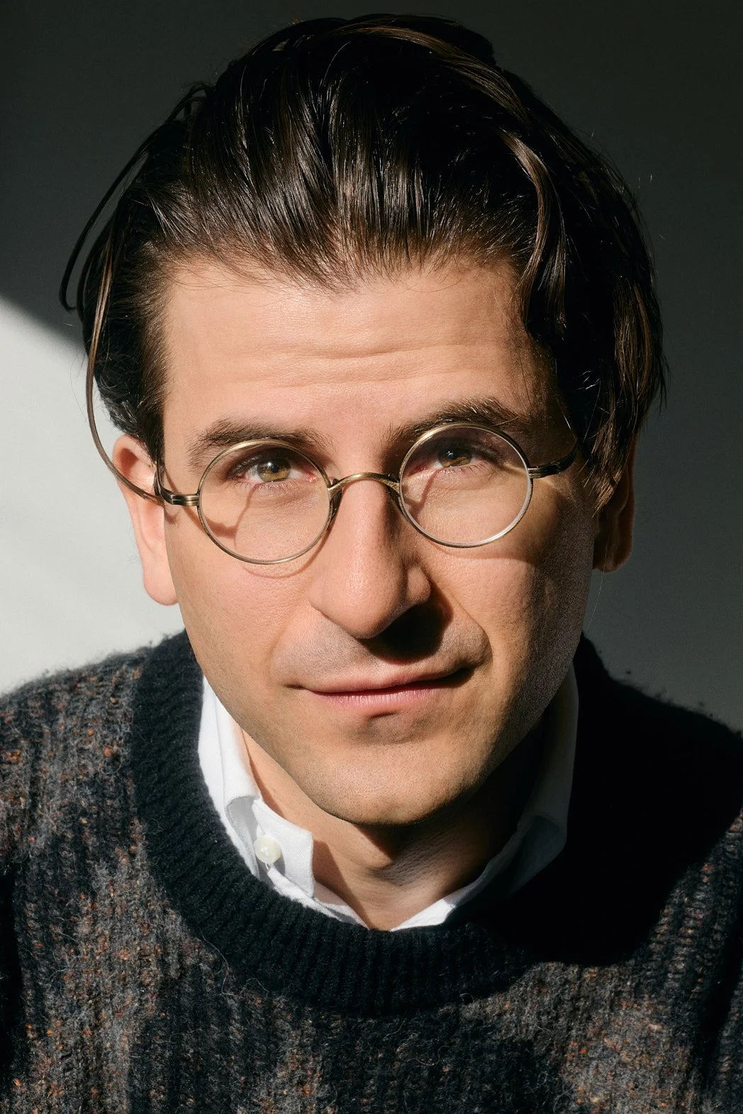 Dating photography portrait close up of man in natural light in home