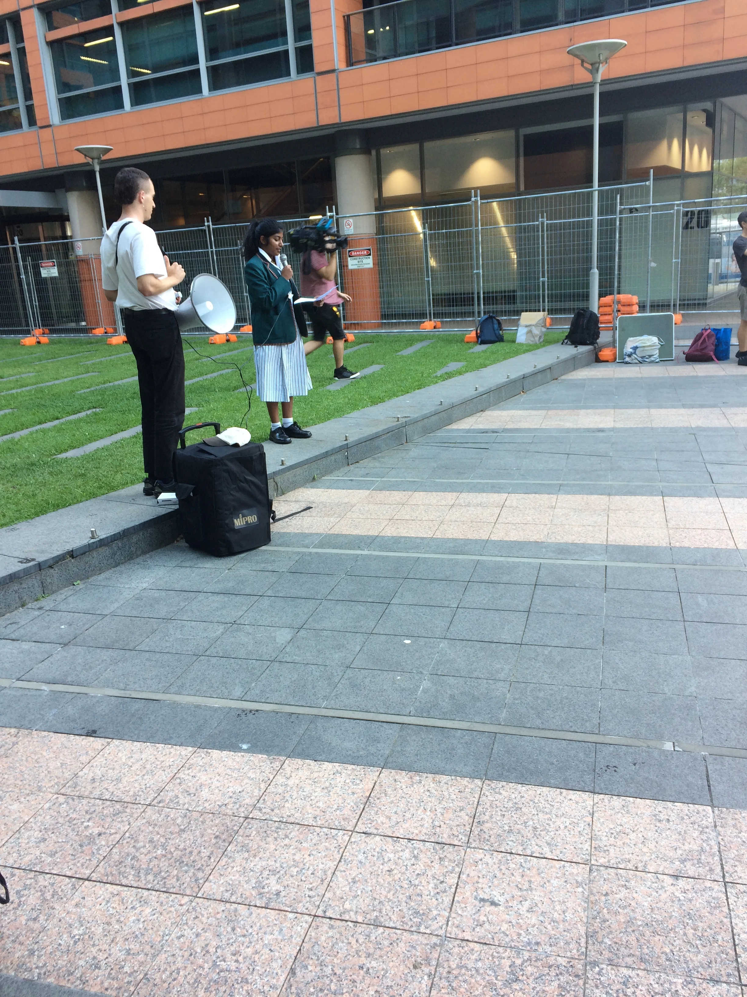 Year 10 student Renuga opens proceedings at the Sydney Rally against the attempted deportation of the Biloela, Central Q'ld, family.