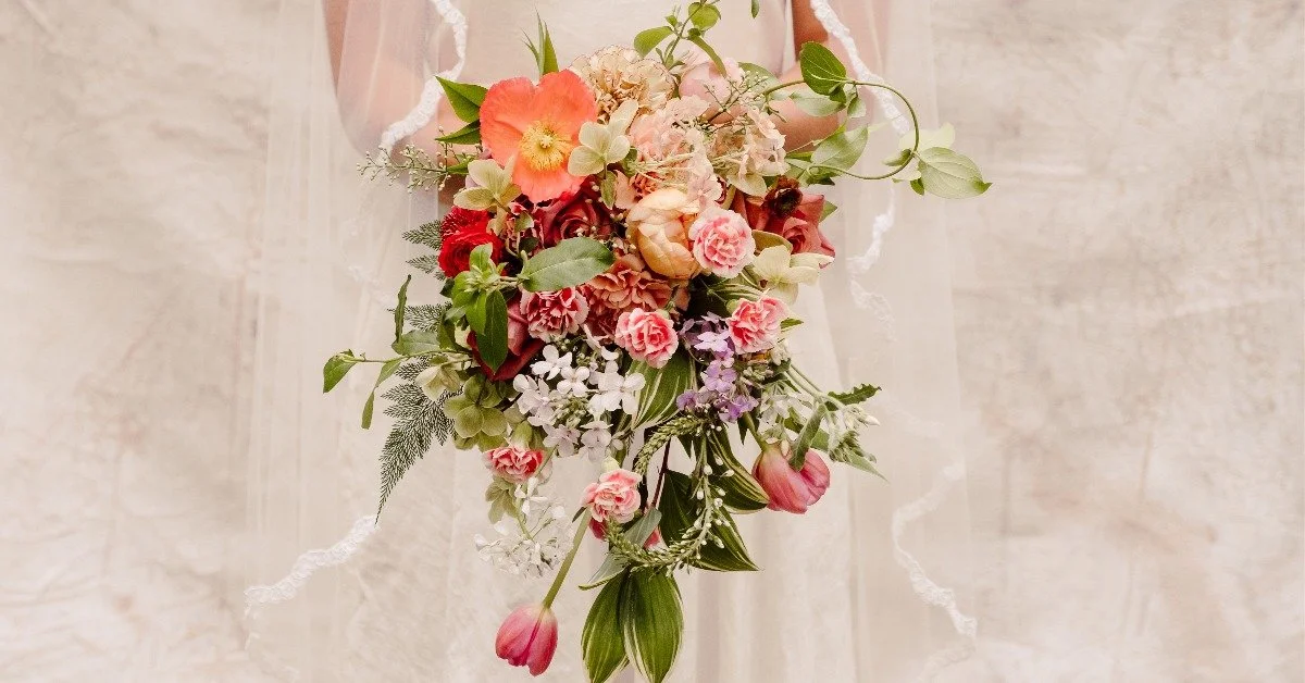 Seasonal Design Highlight: Colorful Petite Teardrop Cascade Bouquet