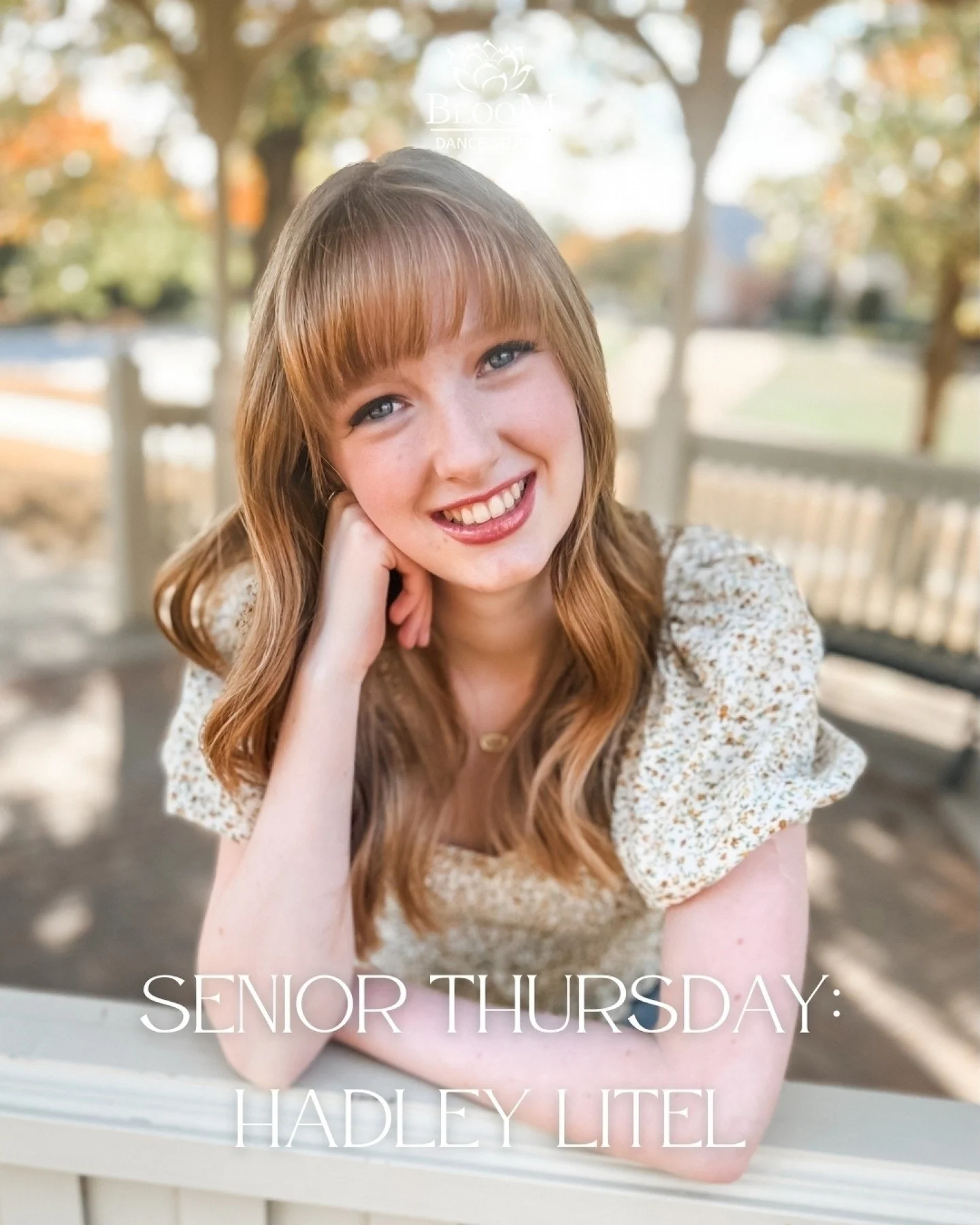 Meet our next senior, Hadley Litel! 💛

Hadley is a fabulous tap dancer at Bloom and is graduating from Litel Academy. She&rsquo;ll be taking a gap year this year!

Her favorite Bloom memory is costume reveals, and her advice is: don&rsquo;t be afrai