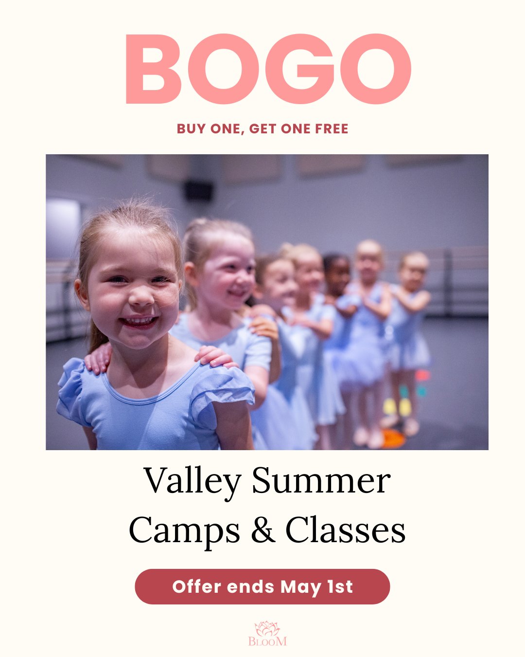 BOGO VALLEY SUMMER CAMPS &amp; CLASSES!

We&rsquo;re kicking off summer with a special offer just for our Valley Studio Summer Camps and Classes! Sign up for any Valley Summer Camp or Class, and your friend or sibling can attend for FREE! 🎉

Head to