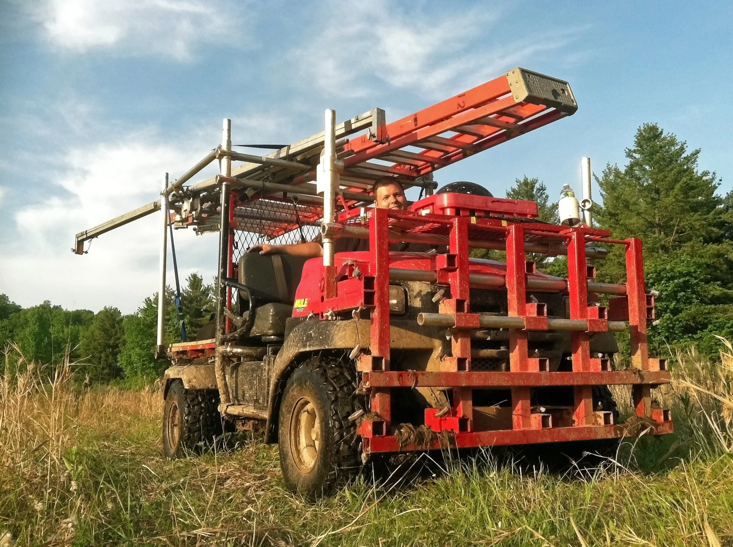 Loaded with gear in muddy location