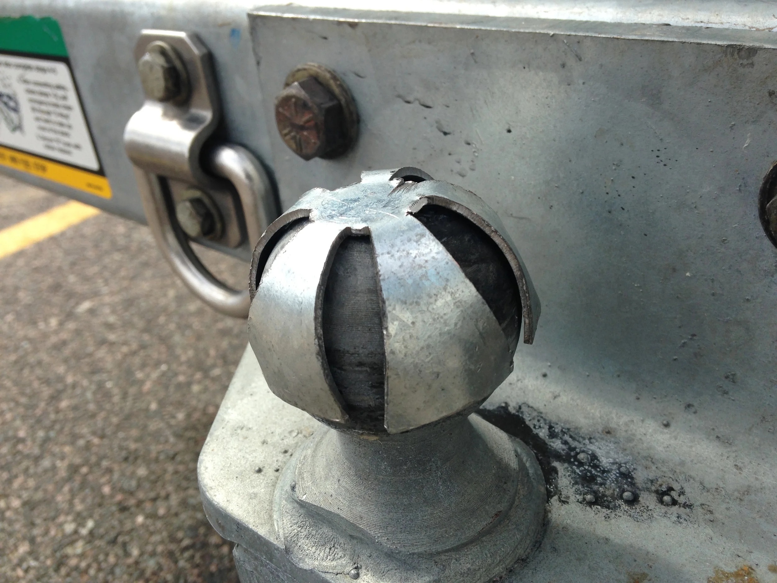 Trailer requires 2 5/16" ball (same as star trailers). Trailer hitch draw bars are included. Adapter to U-Haul 2" ball shown here.