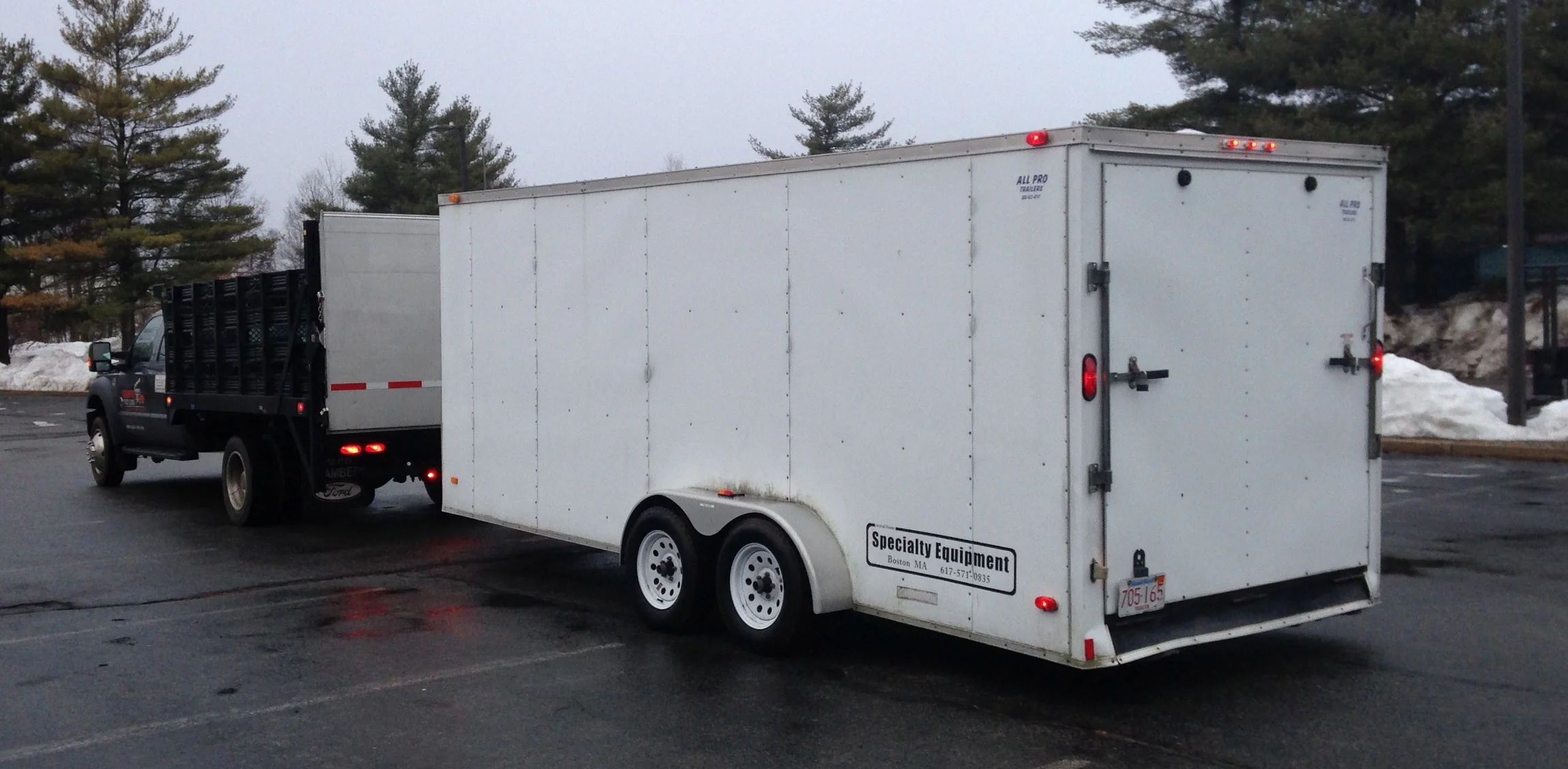 Stakebed pulling Mule trailer