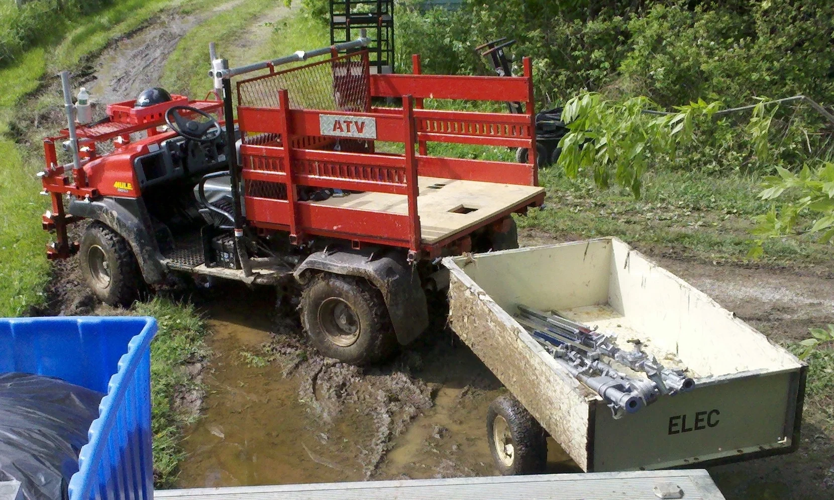 Move the gear from the truck to where it's needed: the set.