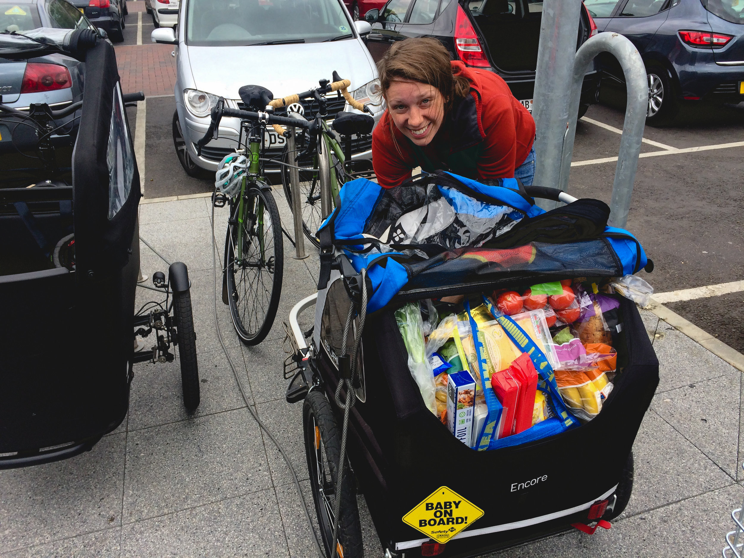  We inveriably are packed to the gills during the weekly grocery run. (We also somehow always justify leaving some panniers at home. We tell ourselves that this week won't be as bad...) 
