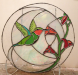 Hummingbird Halo 12" diameter, stained glass
