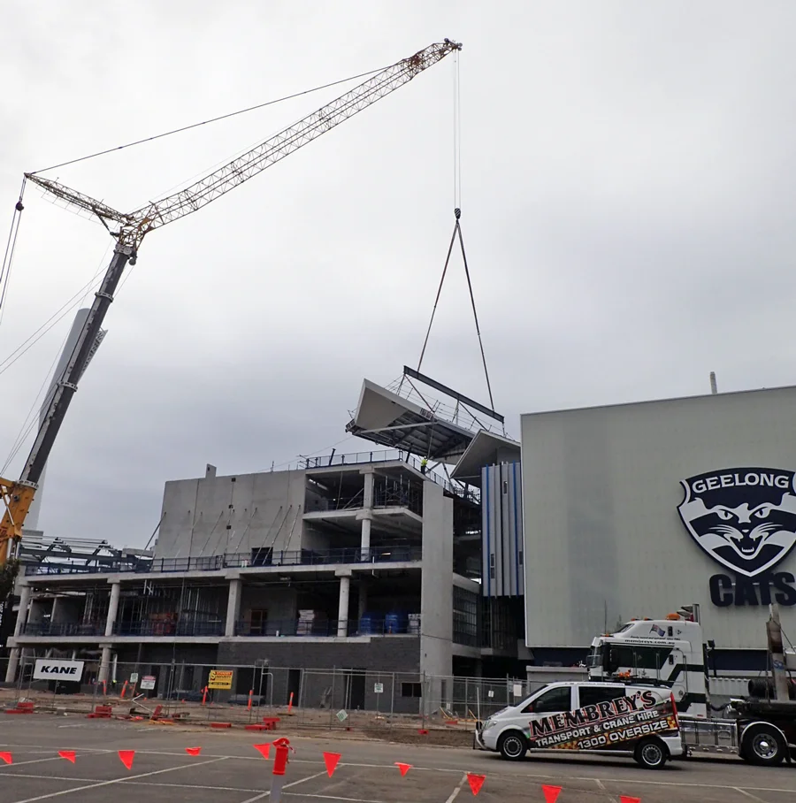 Charles Brownlow roof in place in SIMONDS Stadium’s $90 million redevelopment