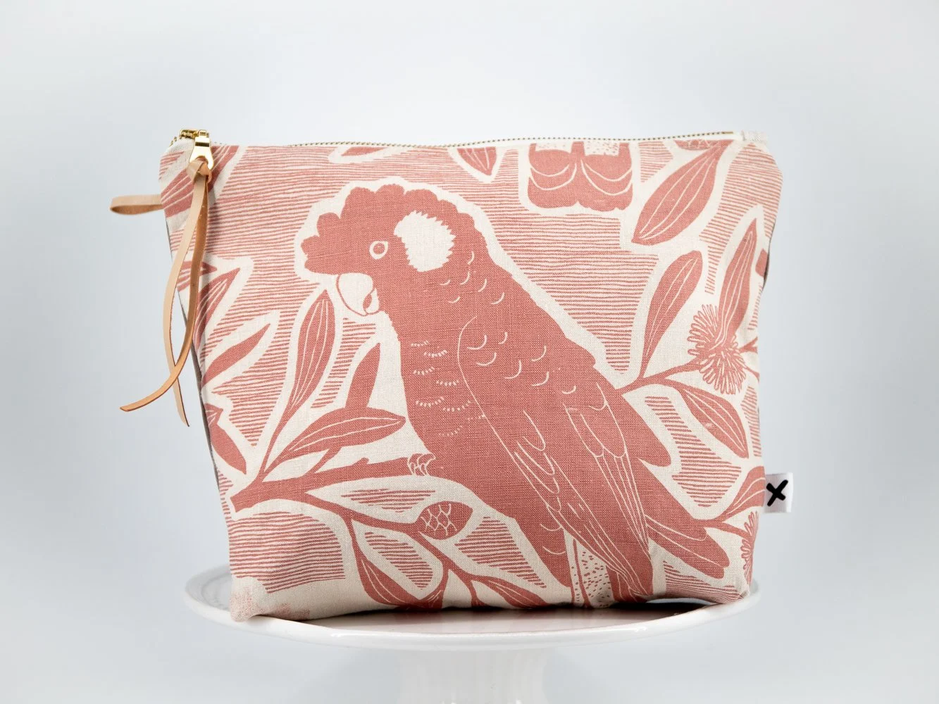 large zipper pouch pink cockatoo
