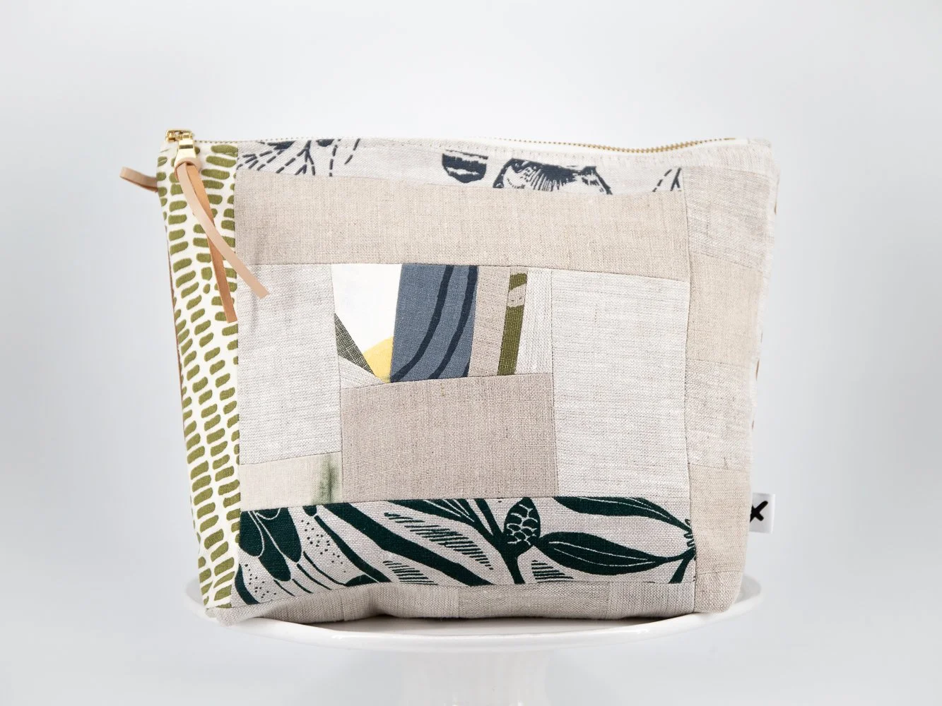 large zipper pouch patchwork grass