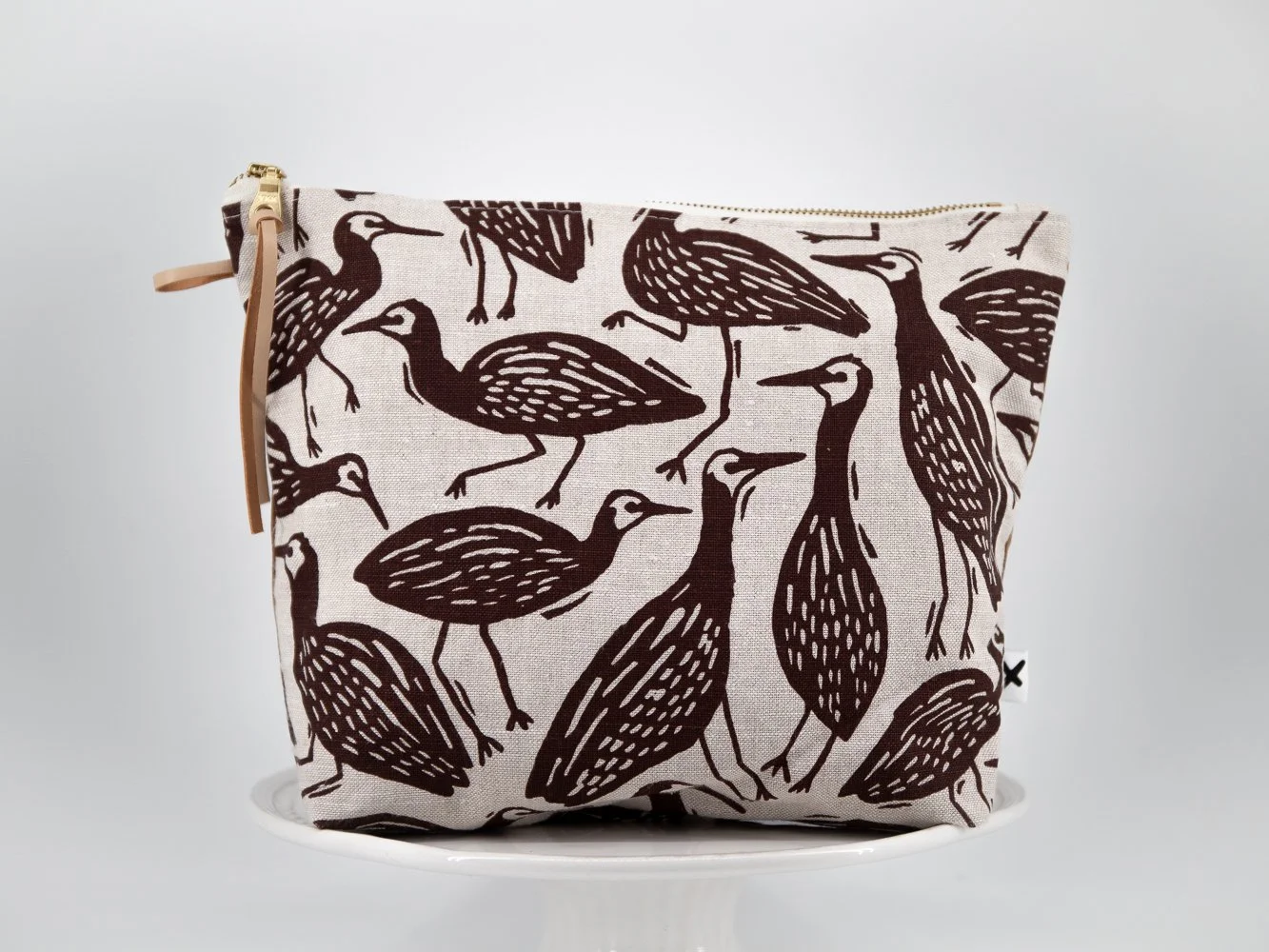 large zipper pouch white faced herron