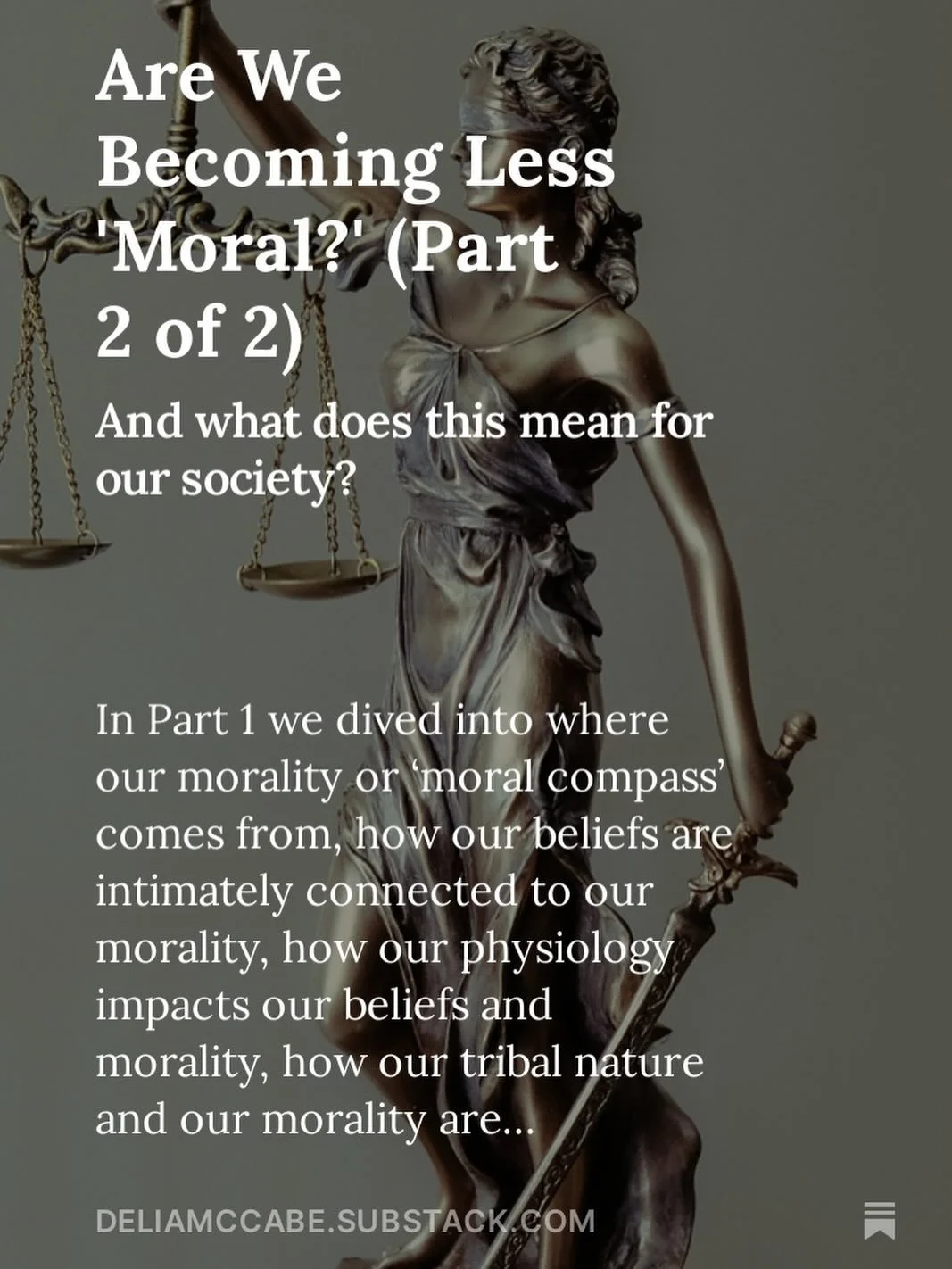 Substack Morality Part 2 (of 2)

My Substack is about answering questions I have about &lsquo;The State of the Modern Mind.&rsquo;

The state of our morality has been bothering me - when we see people celebrating the death of others it&rsquo;s a conc