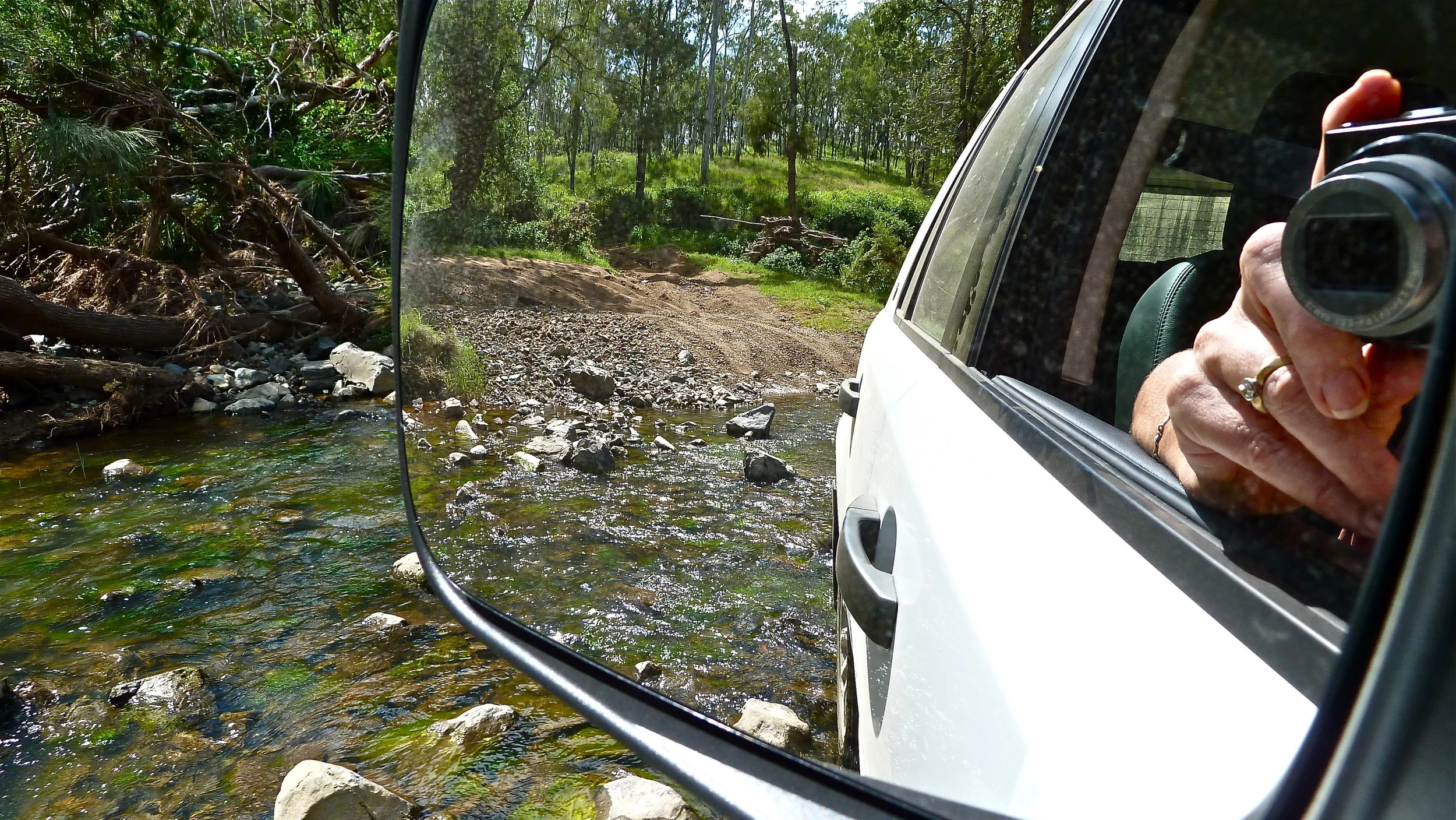 Mar: crossing a creek in the wilderness (near the headwaters of the Brisbane River)