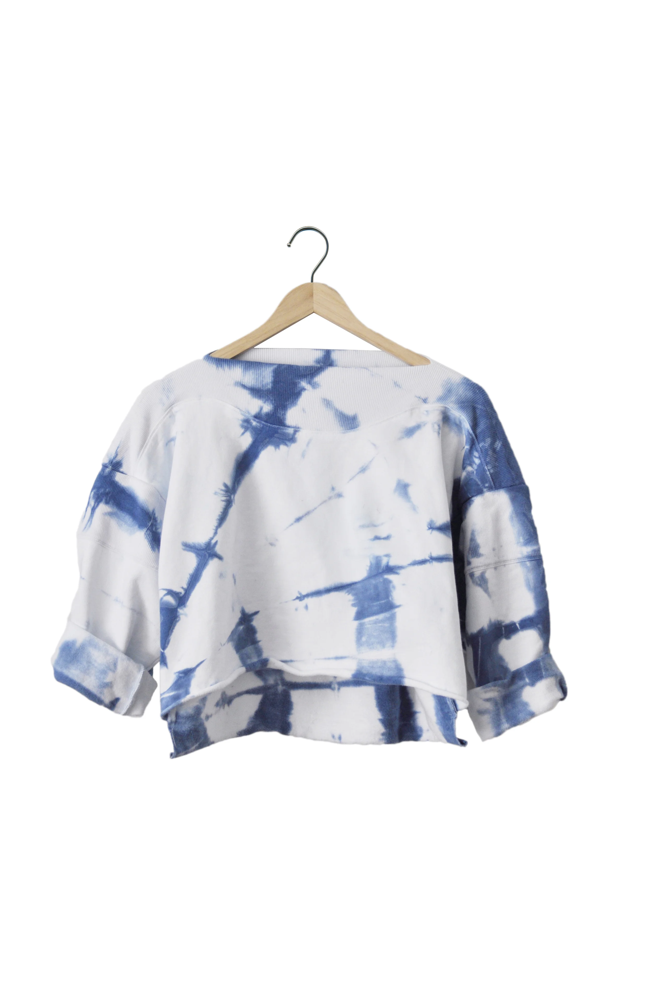 womens shibori dyed crop sweatshirt