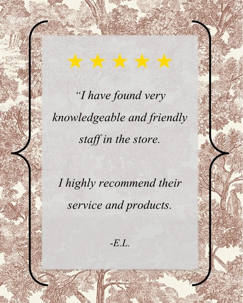 Thank you E.L. for the kind words! We are very glad you had a great experience with our knowledgeable and friendly staff. We are more than happy to help with whatever project comes our way.

Wallpaper Feature: Spinney Red Toile Wallpaper by Chesapeak