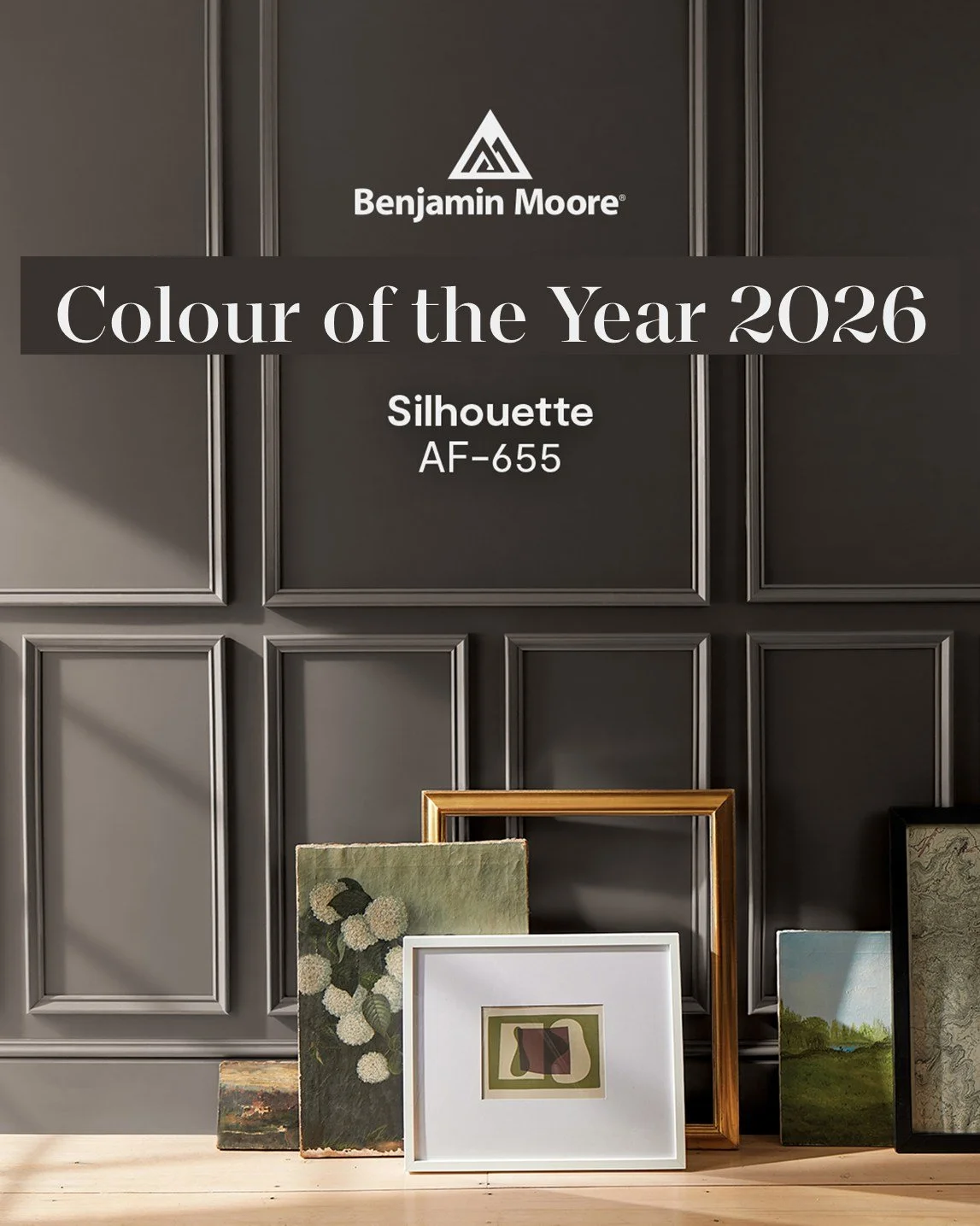 Start 2026 off with a colour sample of Benjamin Moore's Colour of the Year 2026, Silhouette AF-655. Especially since colour samples are 50% off until January 12th! Sample this colour in your space and allow its elegance and sophistication shine throu