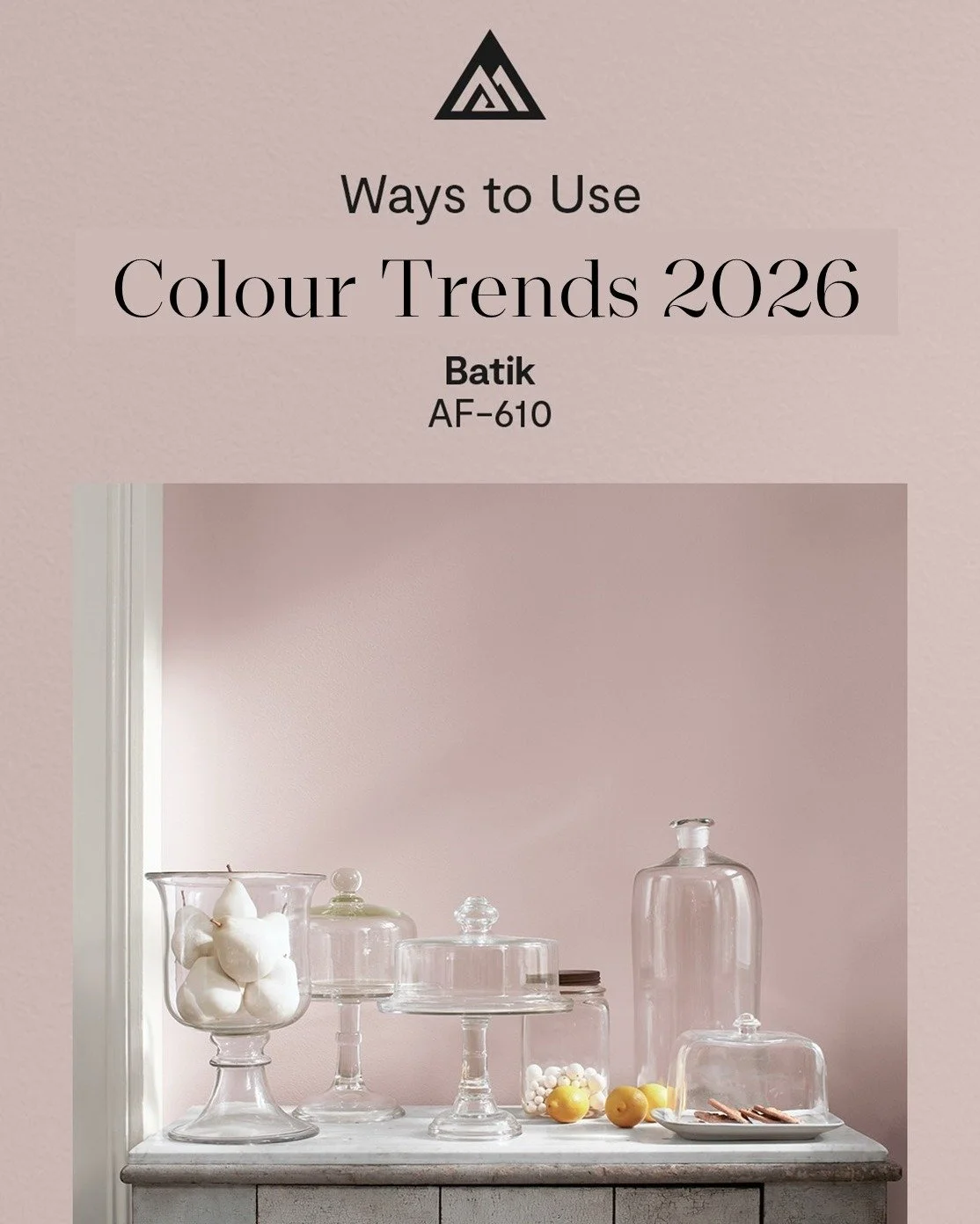 Violet and rose come together to create this surprisingly versatile dusty hue, Batik AF-610. There&rsquo;s something about a dusty mauve paint colour that brings a romantic, cozy quality to any home. Helping to balance the Colour Trends 2026 palette,