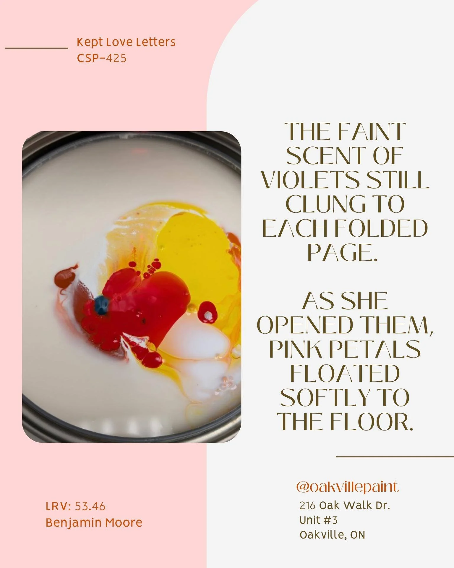 Kept Love Letters CSP-425 is a delicate, romantic, and muted pink that evokes nostalgia and softness. This sophisticated colour evokes the image of faded, cherished letters.
.
.
.
#keptloveletters #bemine #valentinesday #paint #benjaminmoore #colourp