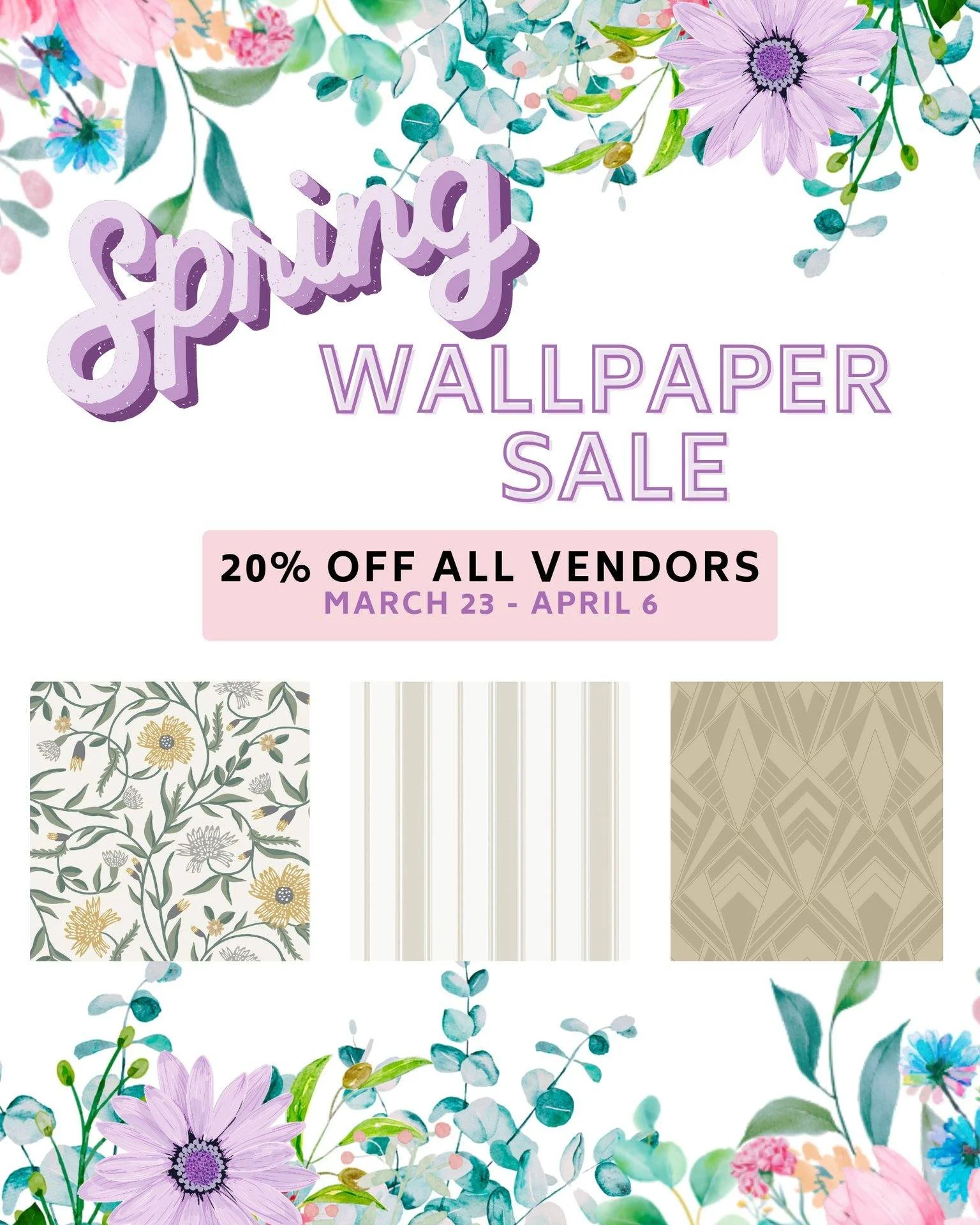Haven't you heard? Its all the rage! Celebrate Spring with new wallpaper!  Exclusively at Oakville Paint &amp; Decor Centre in Oakville, ON, enjoy 20% off all wallpaper orders until Apr.6/2026. 
.
.
.
#wallpaper #luxurywallpaper #homereno #renovation