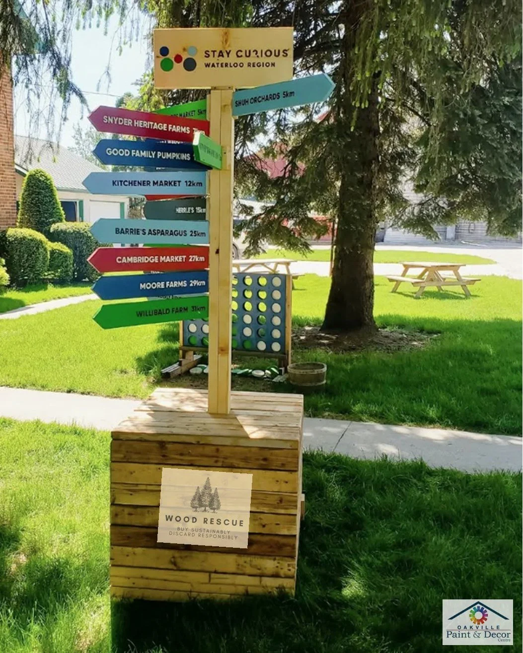 We are thrilled to be a part of @woodrescuecanada's mission in upcycling and reducing waste in the landfills. One of their most recent collaborations with Waterloo Region are these trail markers that highlight all 18 stops on the region's Fields and 