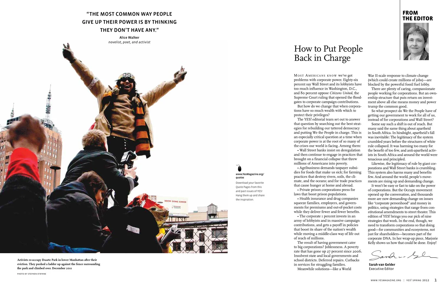 Spring 2012 Print Issue Yes! Magazine