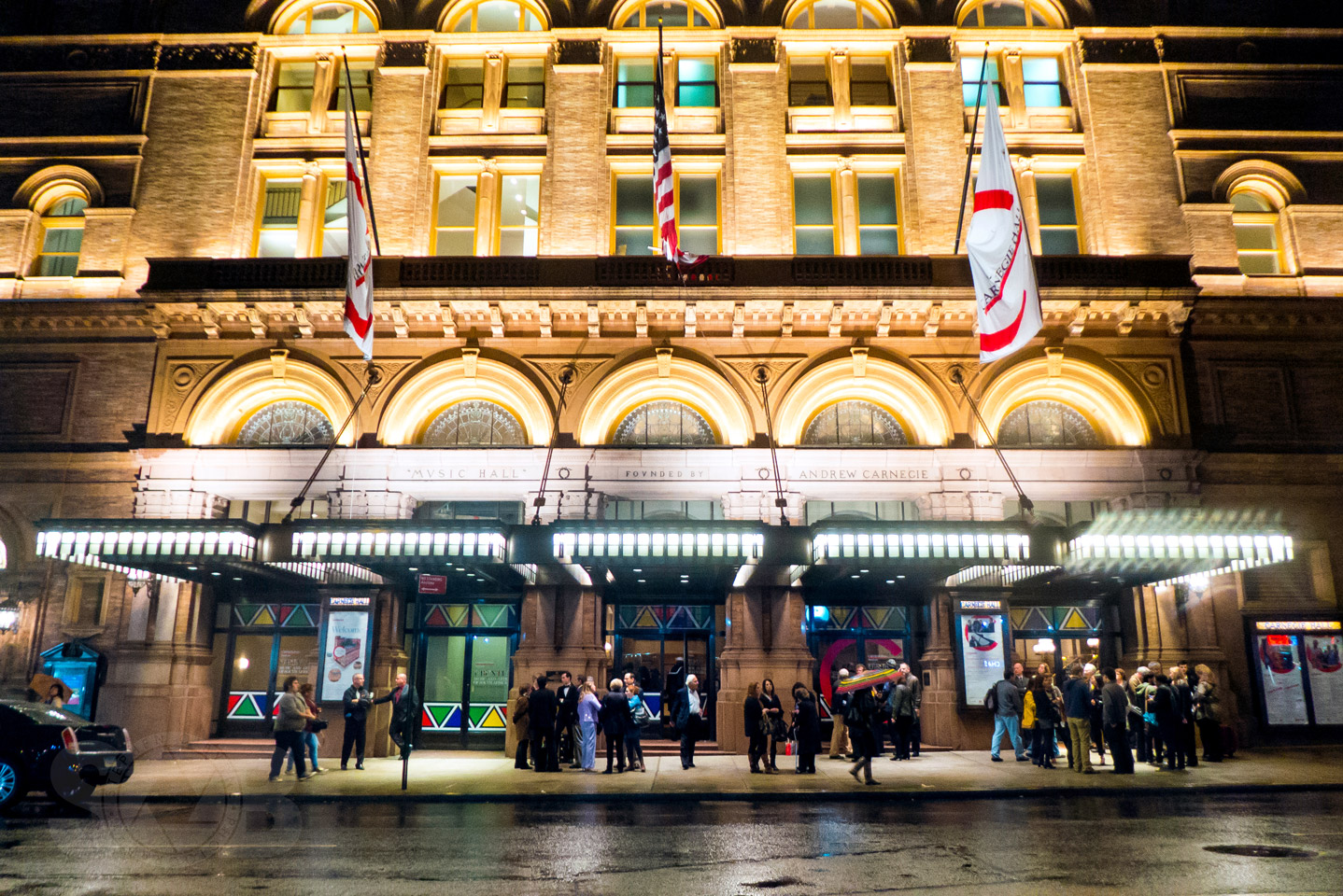 Outside Carnegie Hall.