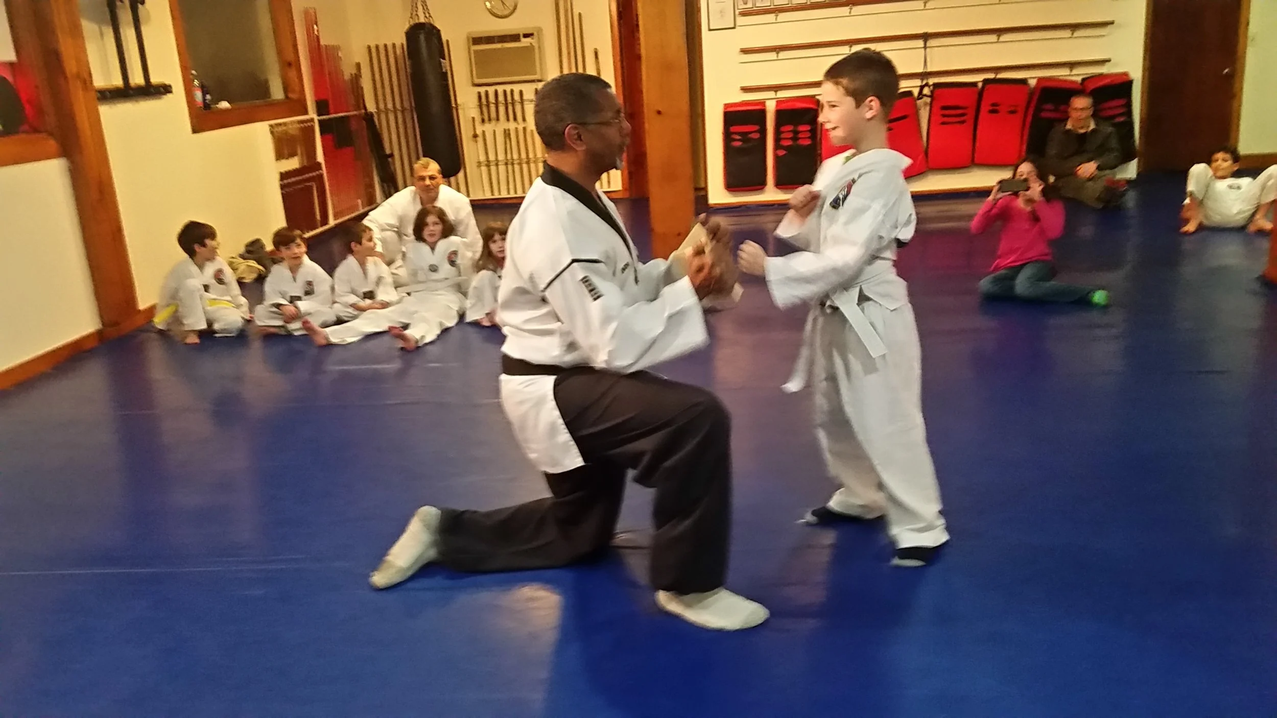 Grandmaster Brown held the board as Robin Tovell broke it with a hammer fist on the first try!