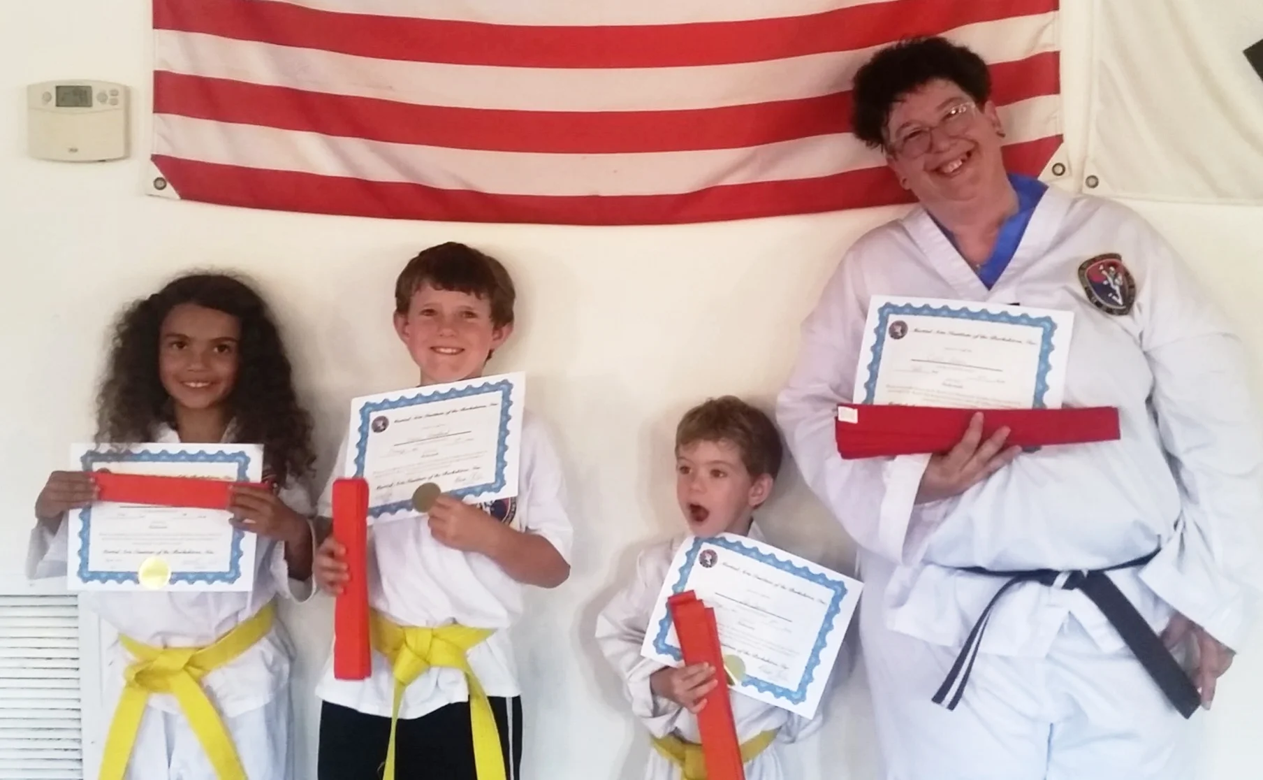 LtoR: Seren Brown-Orange, Steven Woodard-Orange, John Cowen-Orange and Carol Green-Red
