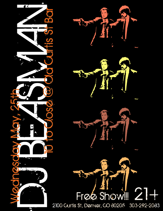 DJ Beasman Flyer Pulp Fiction