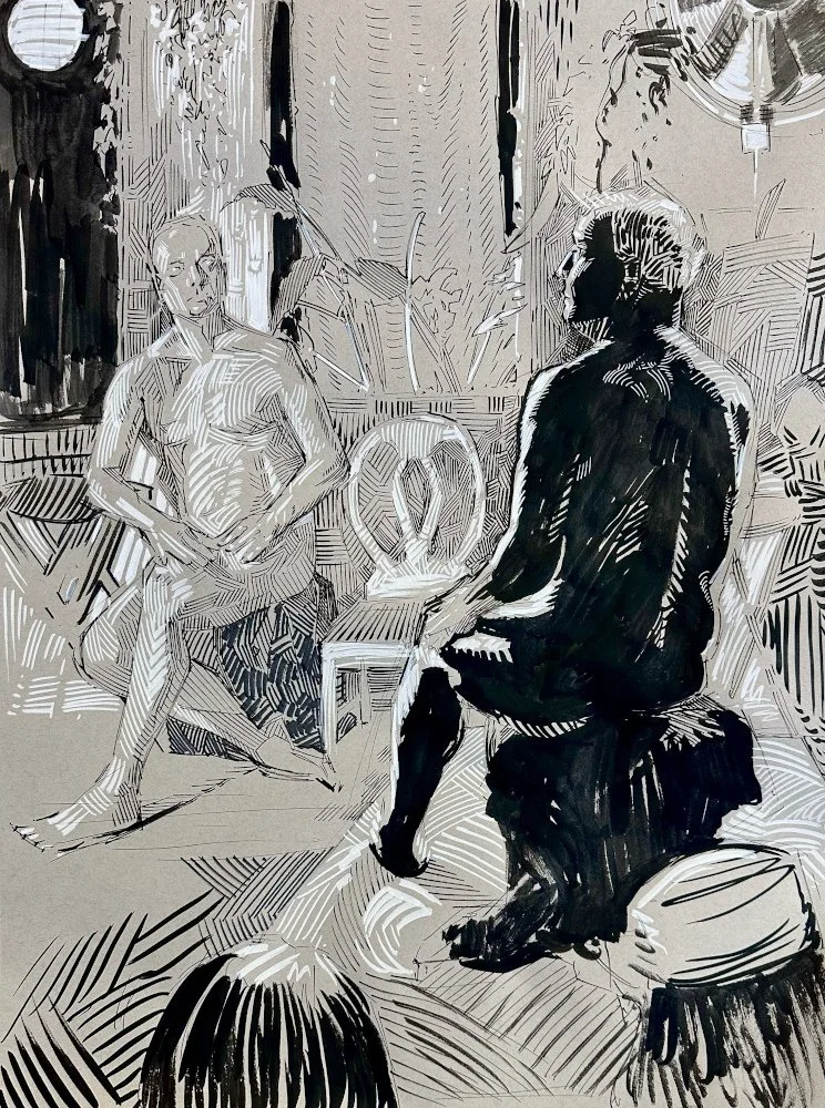  India Ink and Ink Pens on Paper  18×24 