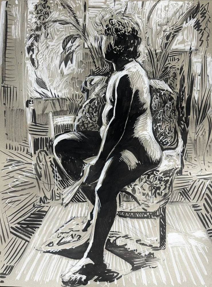  India Ink and Paint Marker on Paper  18×24 