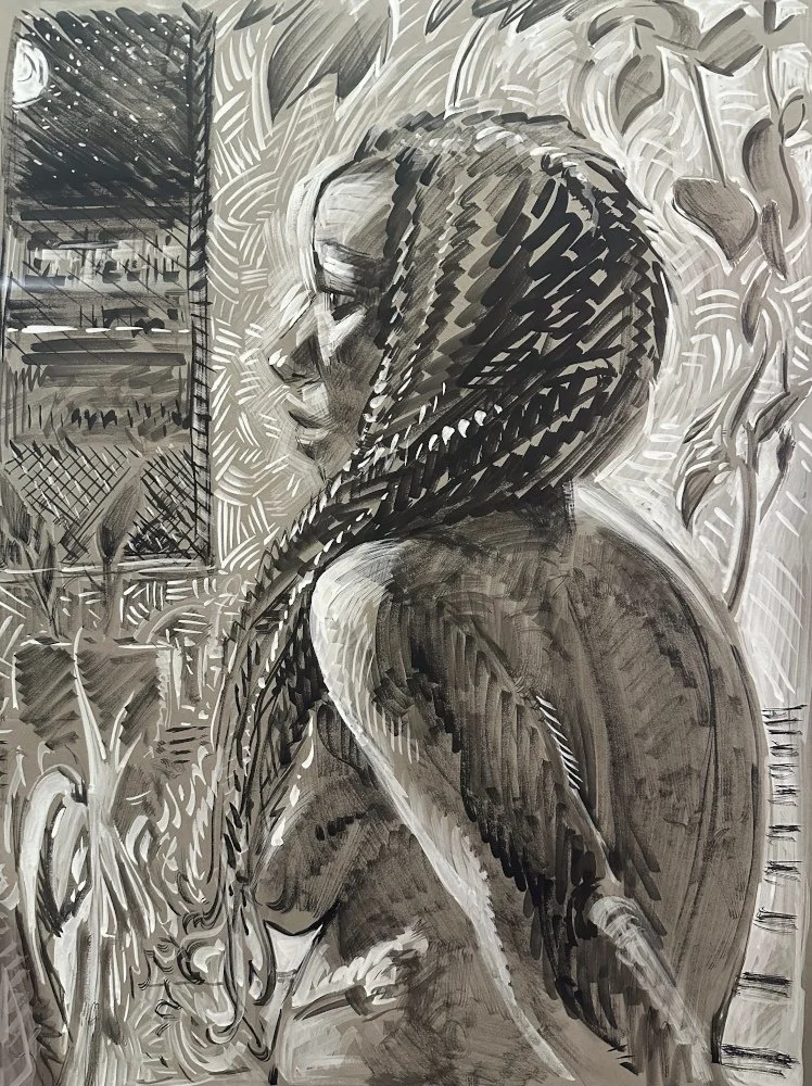  India Ink and White Ink on Paper  18×24 