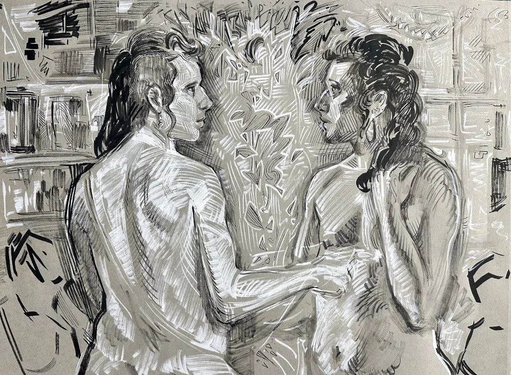  India Ink and Paint Marker on Paper  24×18 
